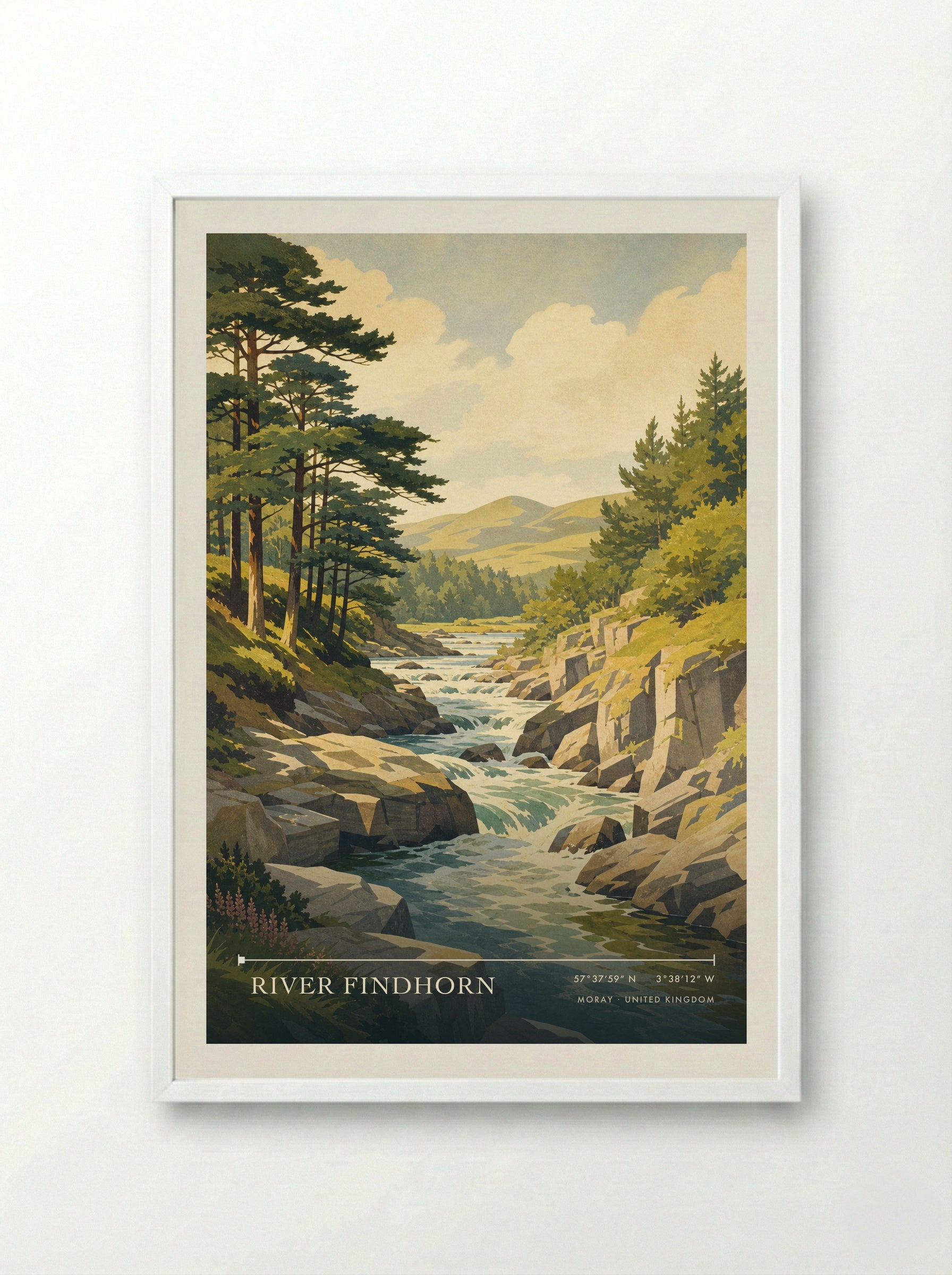 River Findhorn Moray United Kingdom Travel Poster - Framed Print White