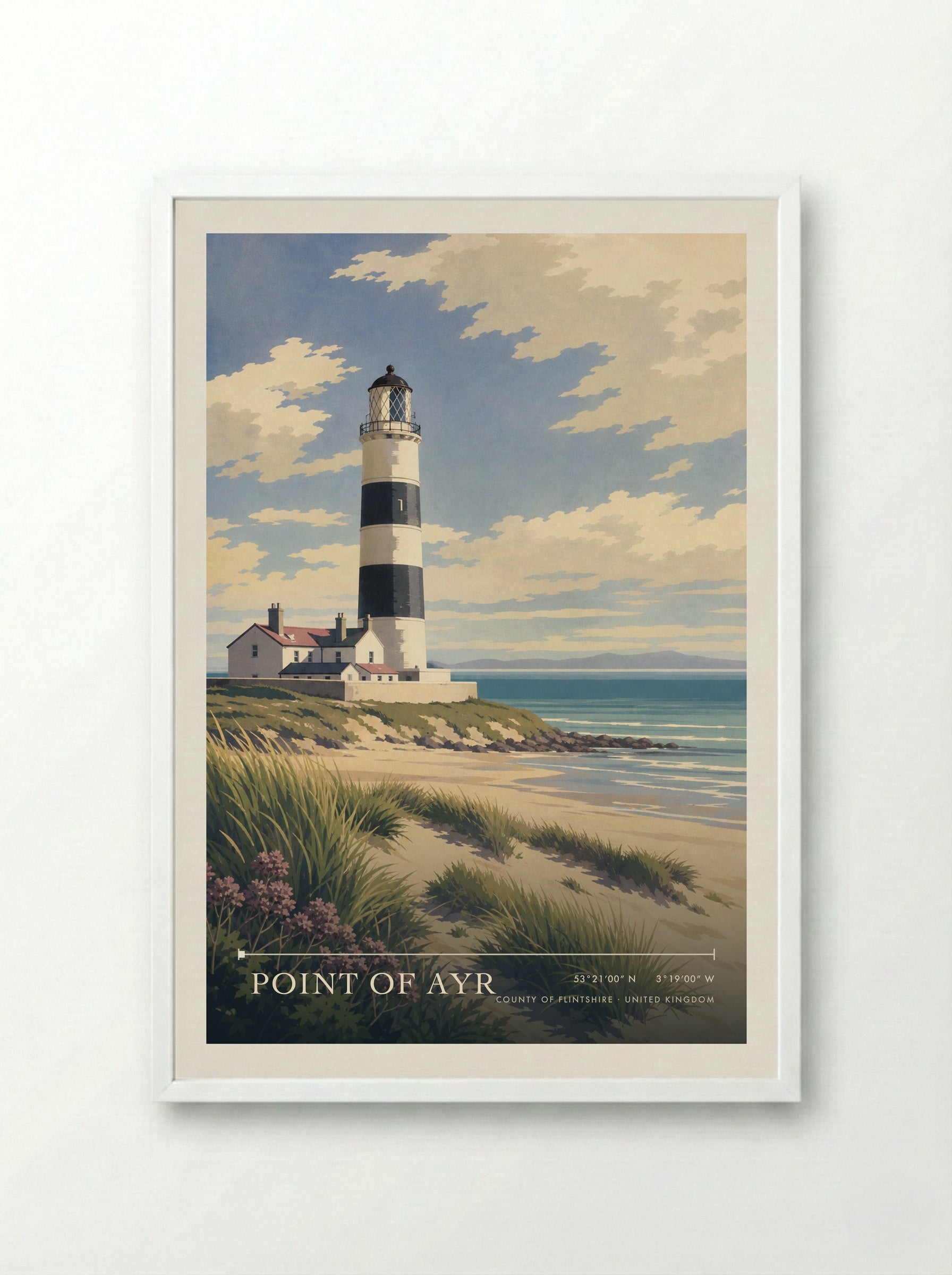 Point of Ayr County of Flintshire United Kingdom Travel Poster - Framed Print White