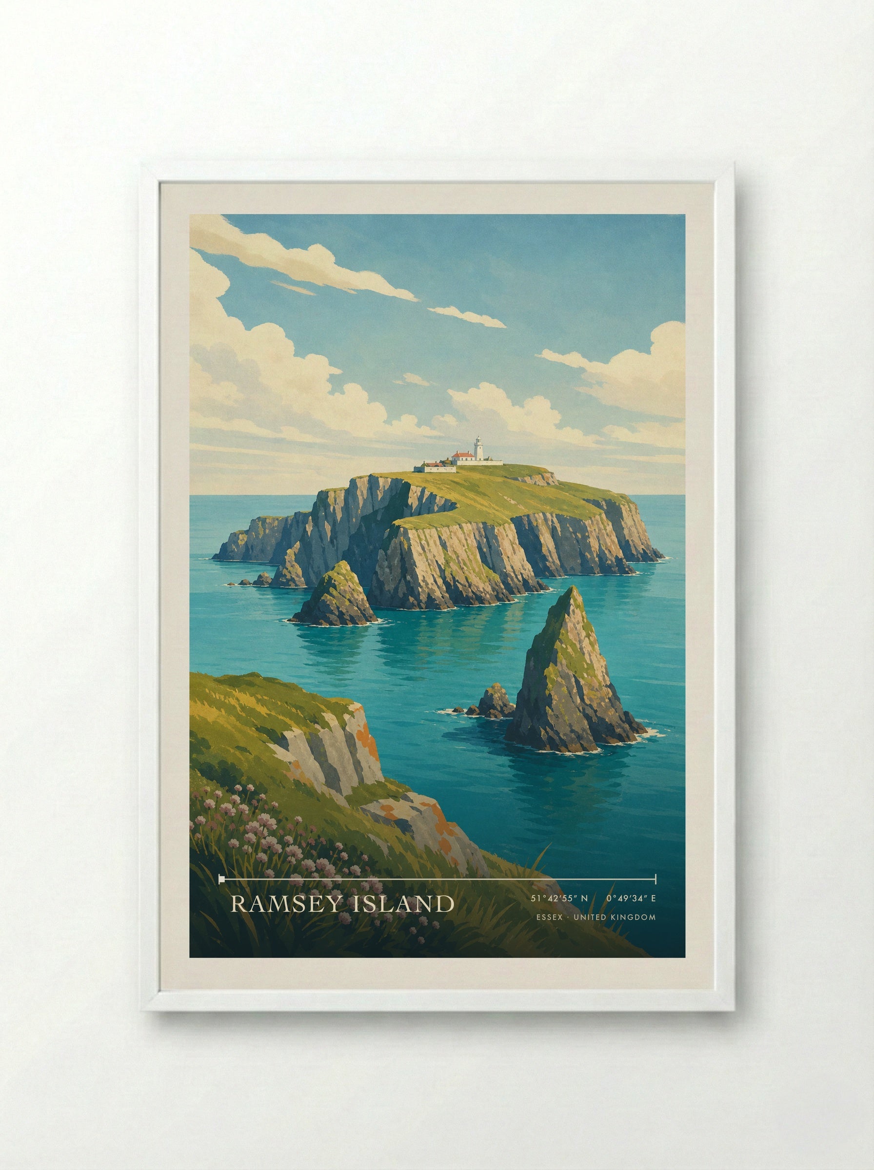 Ramsey Island Essex United Kingdom Travel Poster - Framed Print White