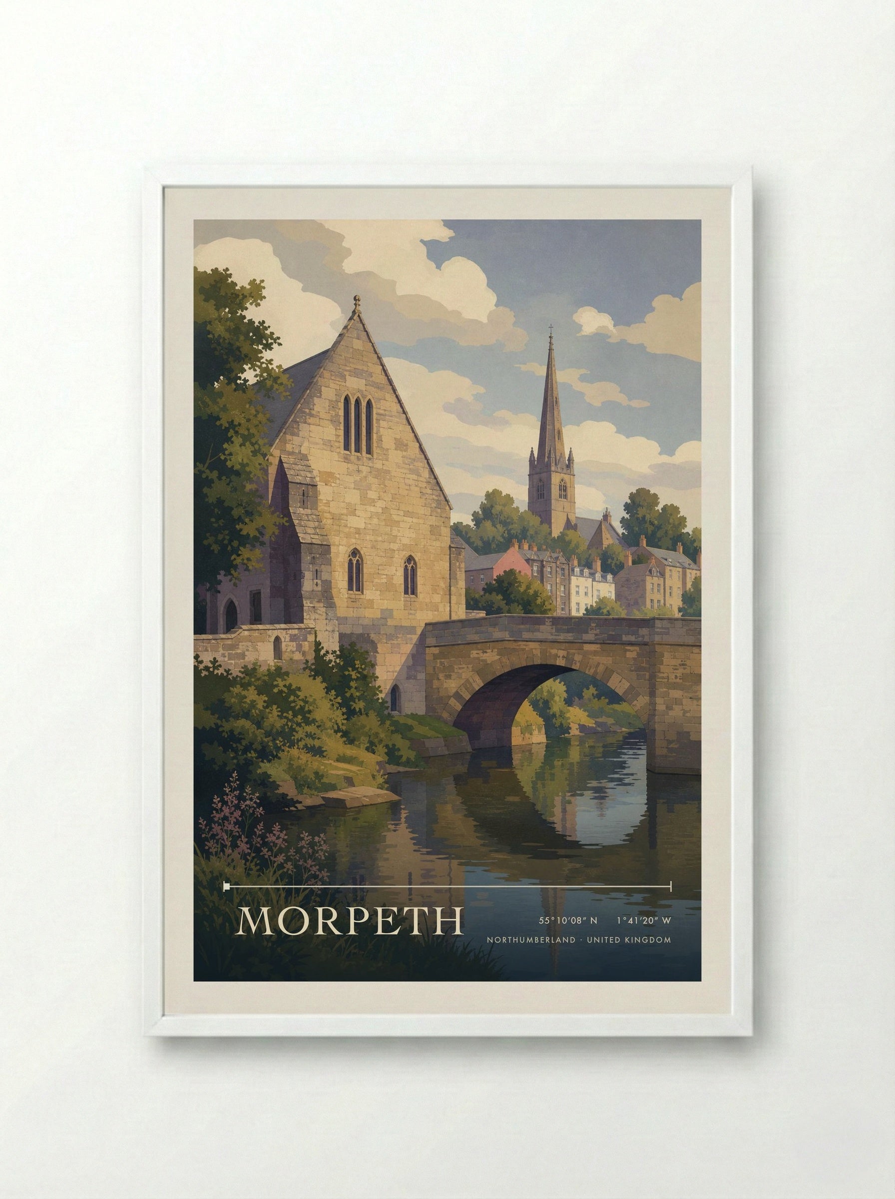 Morpeth Northumberland United Kingdom Travel Poster - Framed Print White