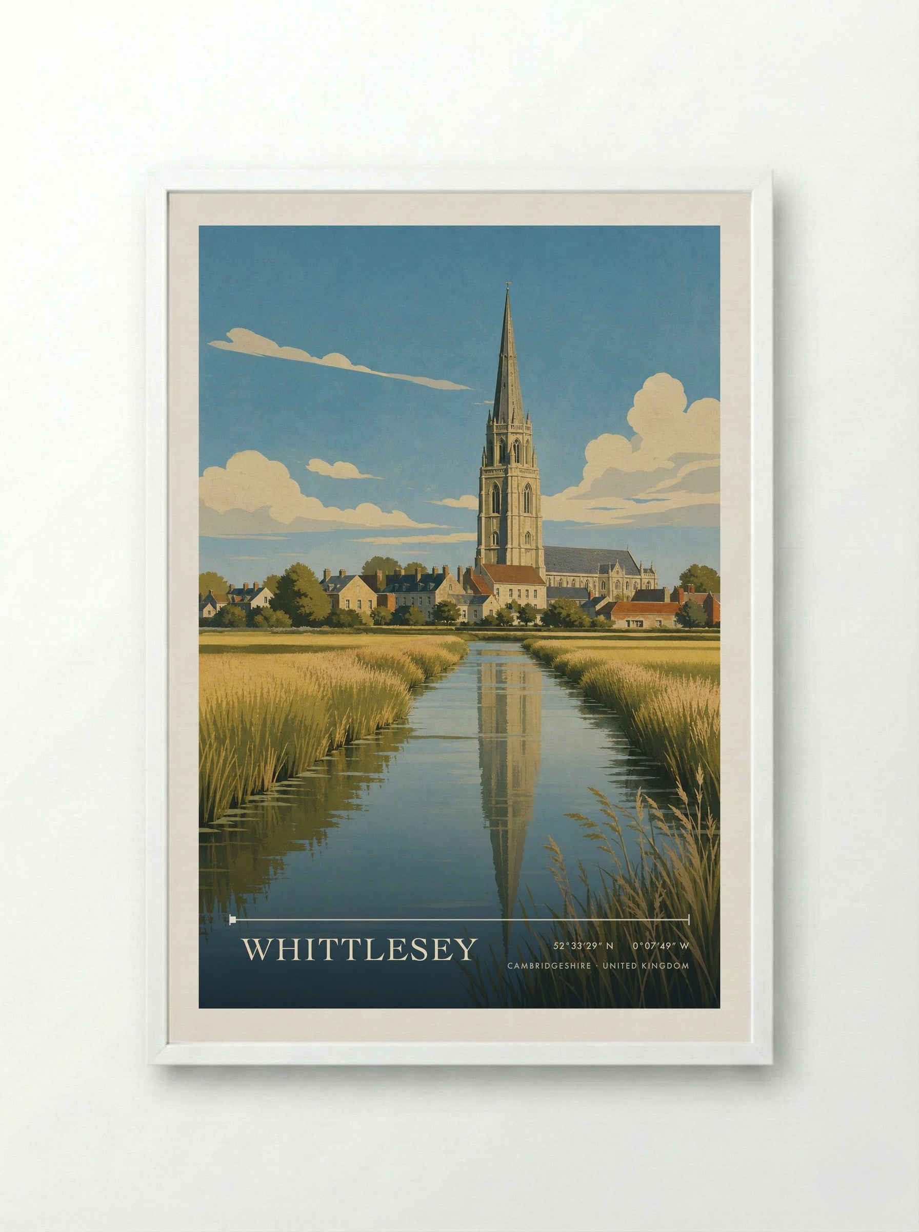 Whittlesey Cambridgeshire United Kingdom Travel Poster - Framed Print White