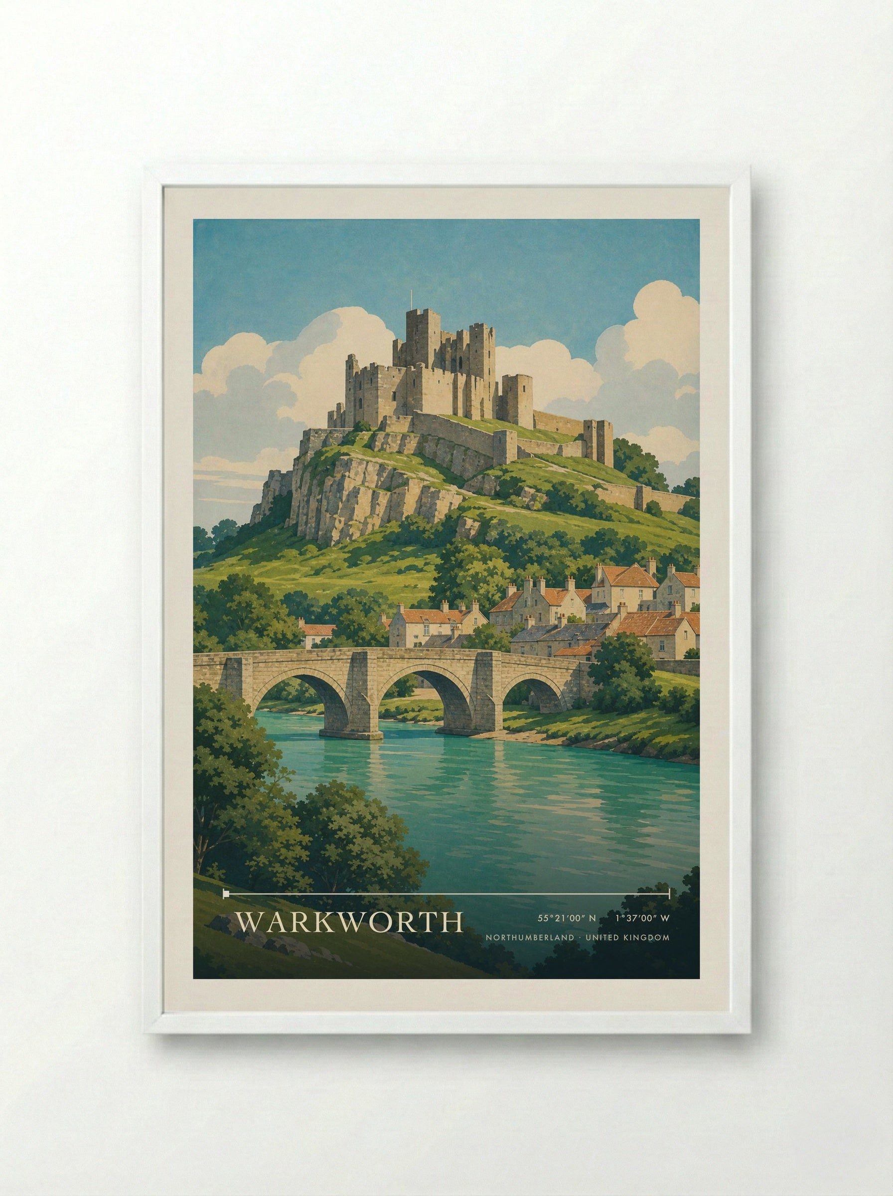 Warkworth Northumberland United Kingdom Travel Poster - Framed Print White