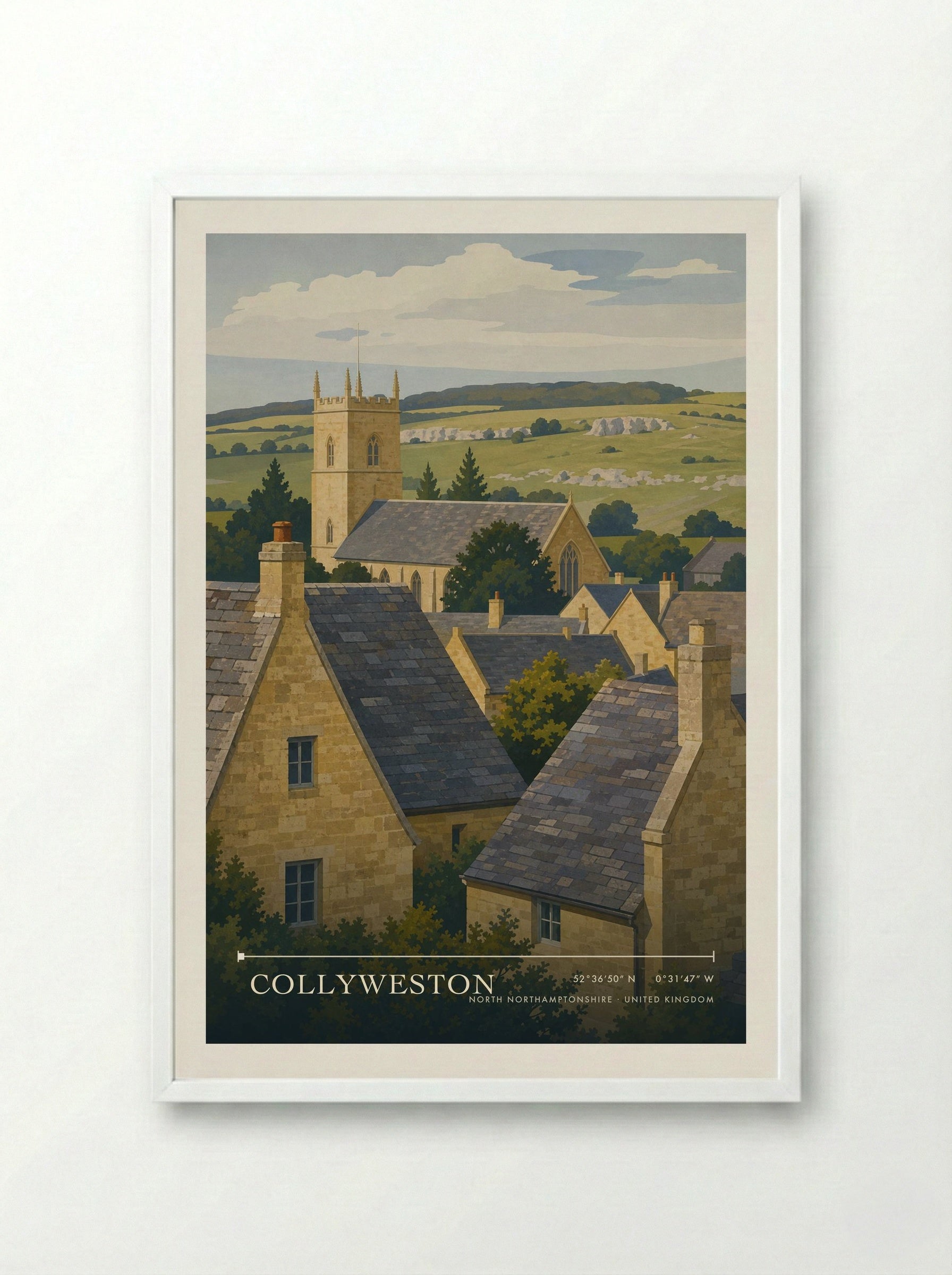 Collyweston North Northamptonshire United Kingdom Travel Poster - Framed Print White