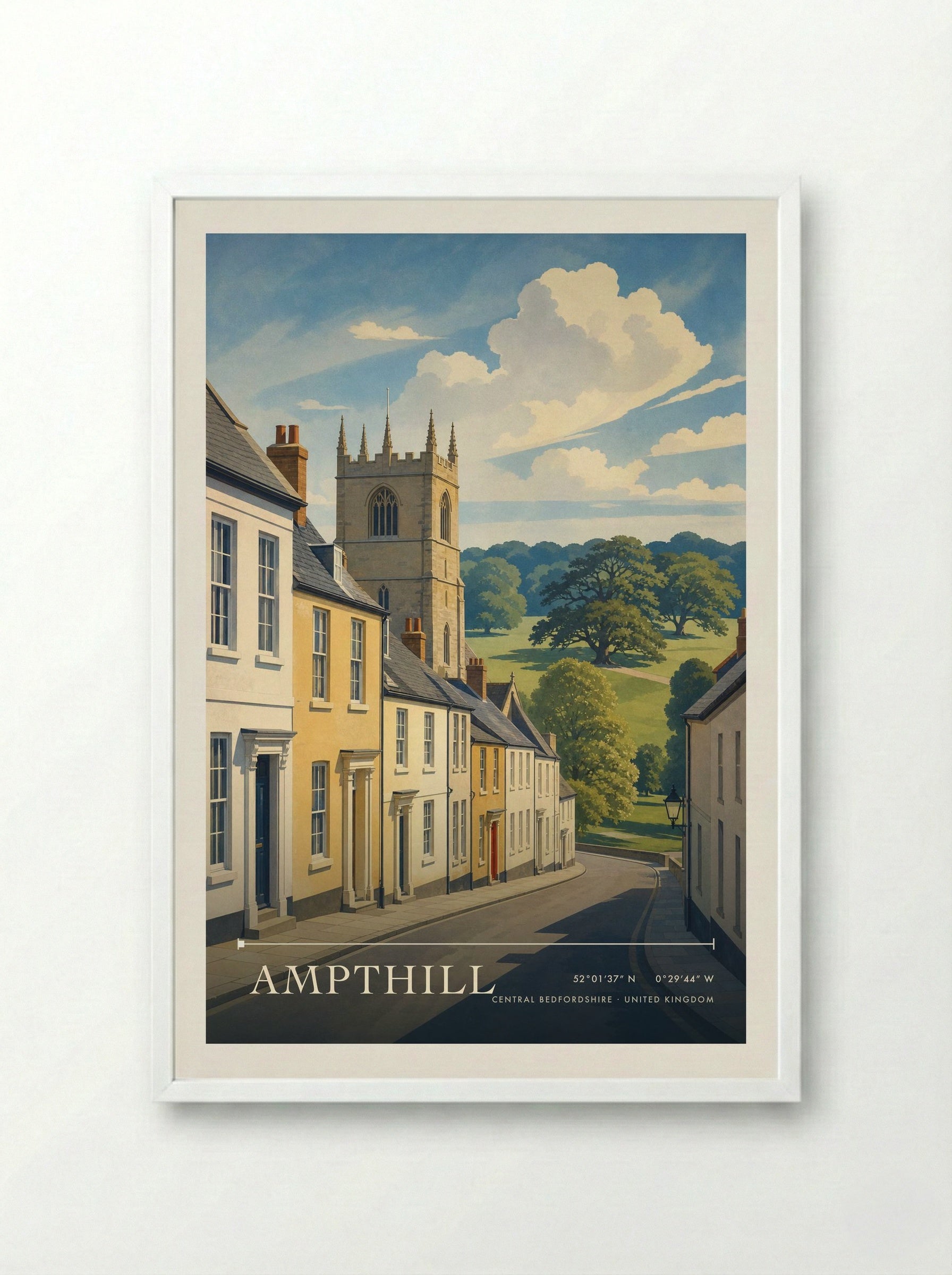 Ampthill Central Bedfordshire United Kingdom Travel Poster - Framed Print White