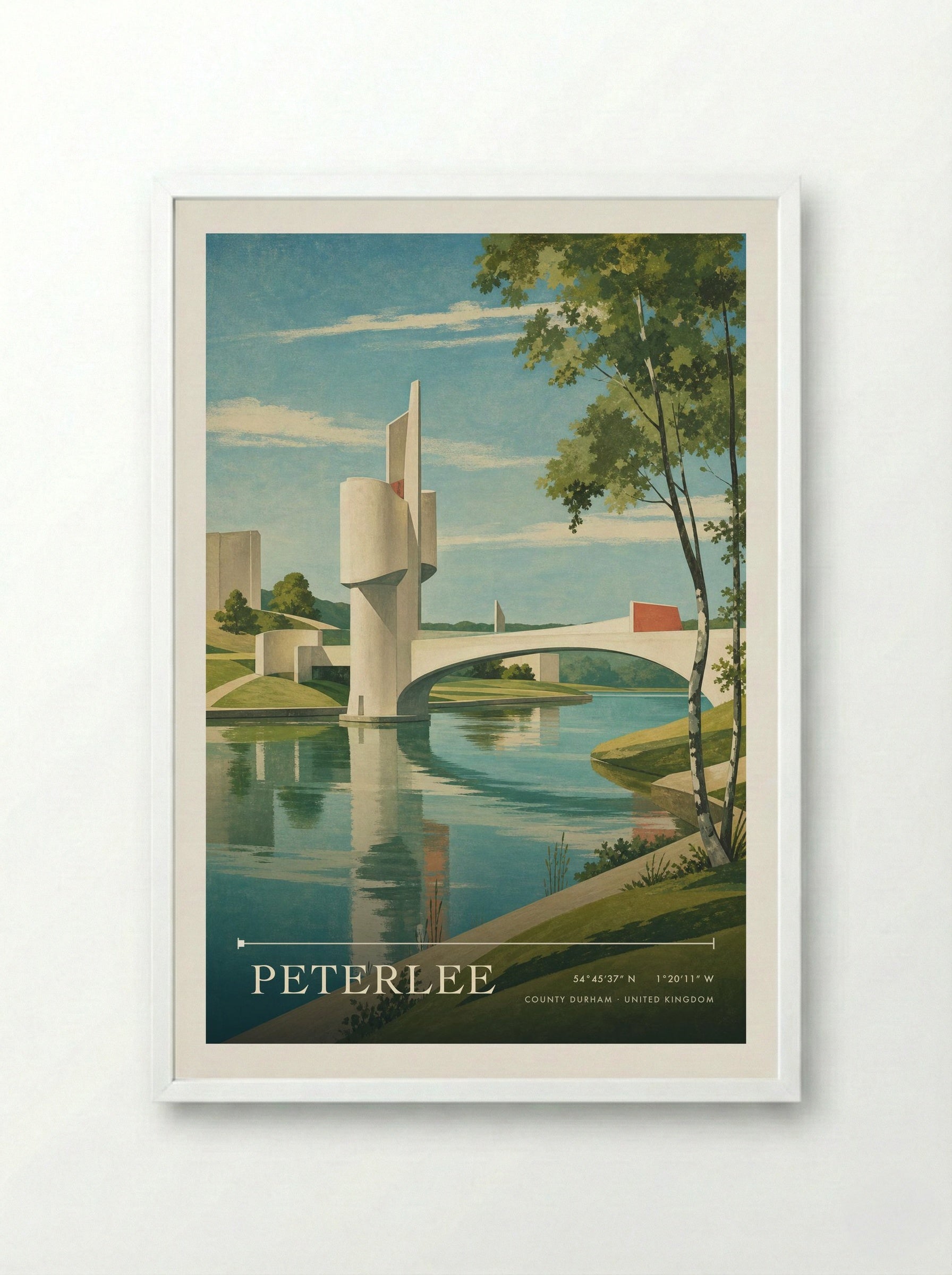Peterlee County Durham United Kingdom Travel Poster - Framed Print White