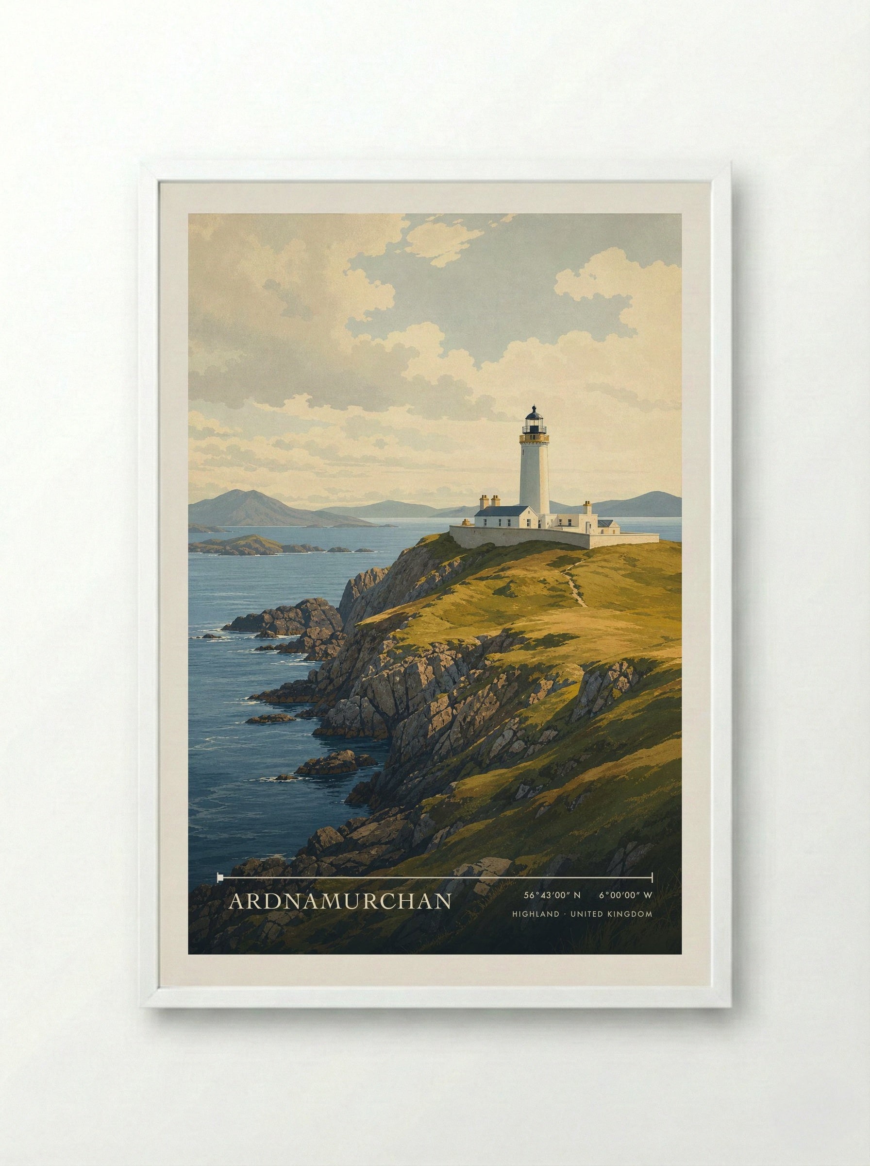 Ardnamurchan Highland United Kingdom Travel Poster - Framed Print White
