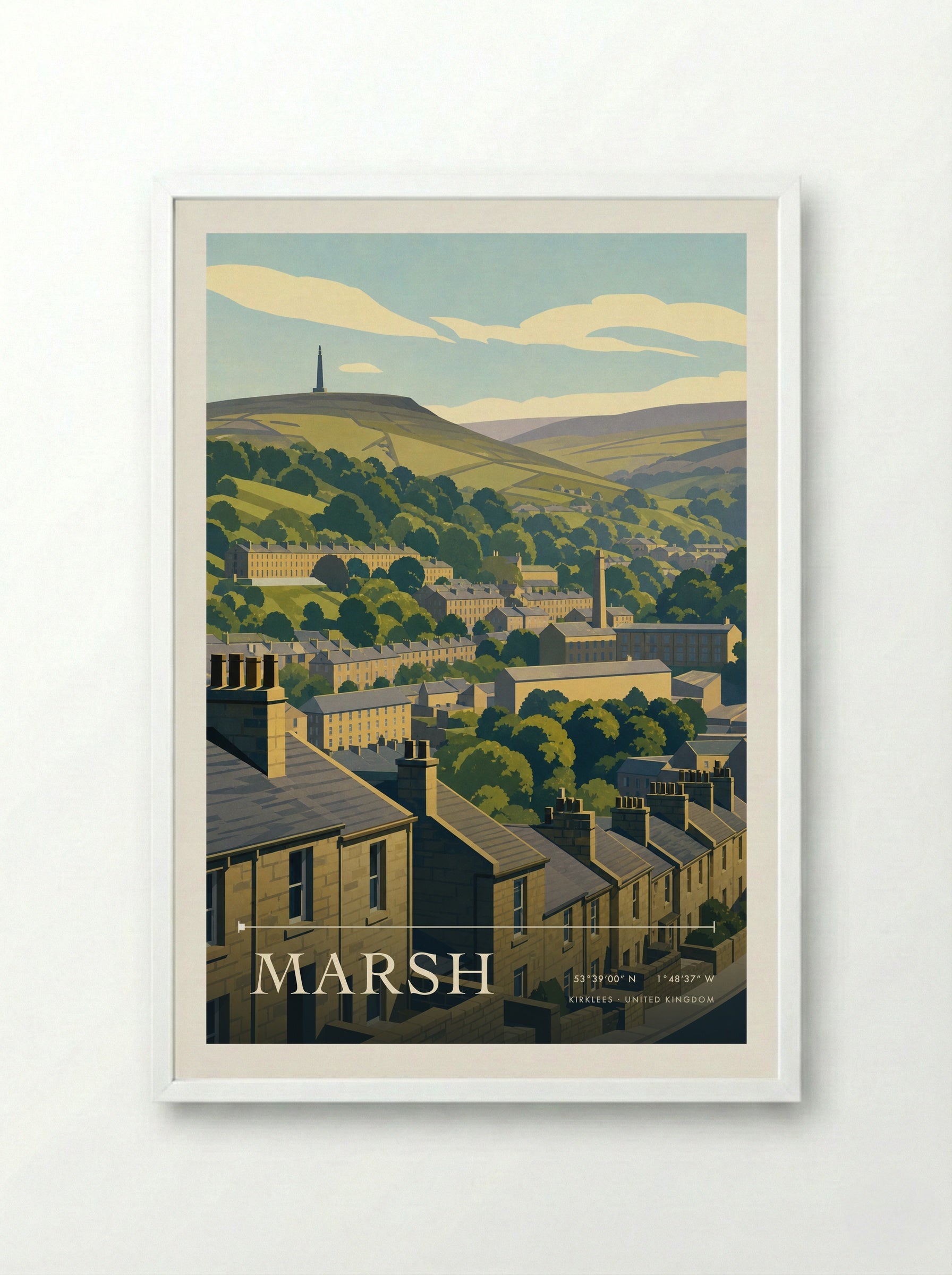 Marsh Kirklees United Kingdom Travel Poster - Framed Print White