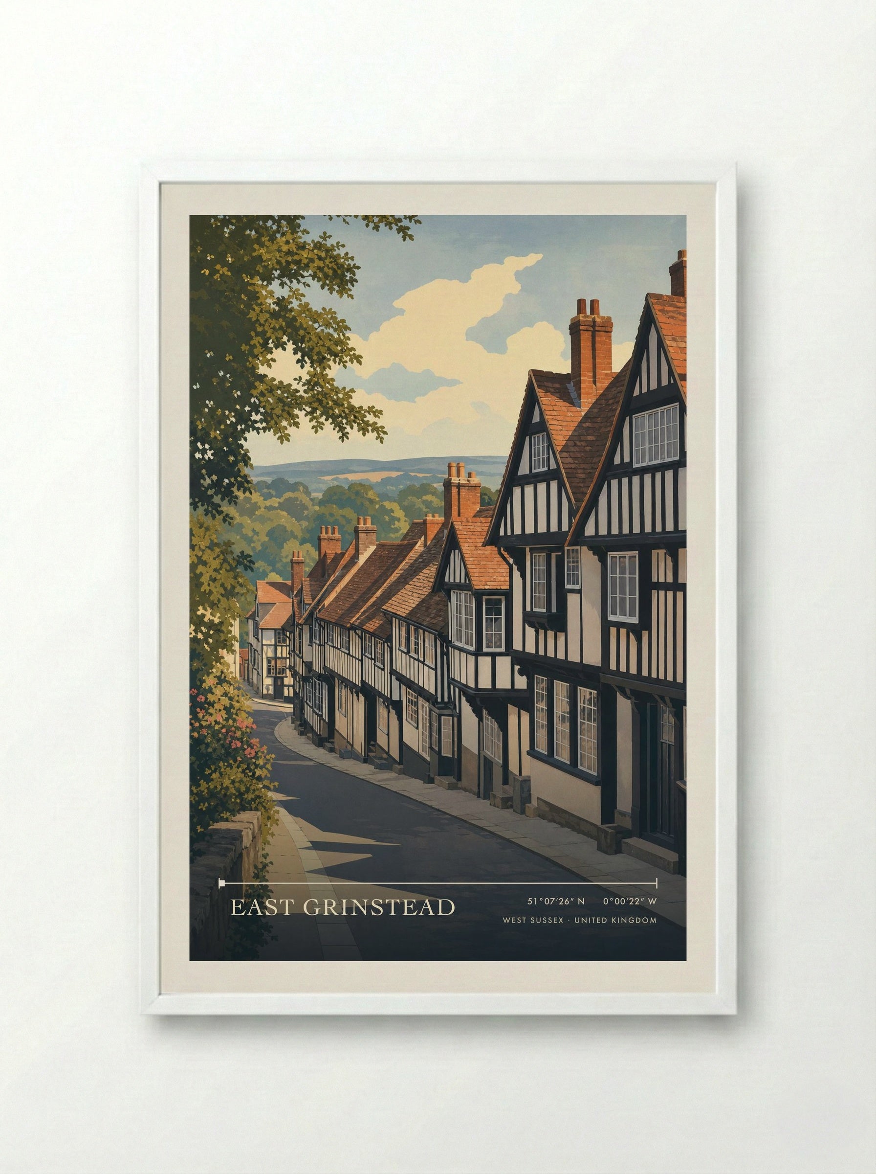 East Grinstead West Sussex United Kingdom Travel Poster - Framed Print White
