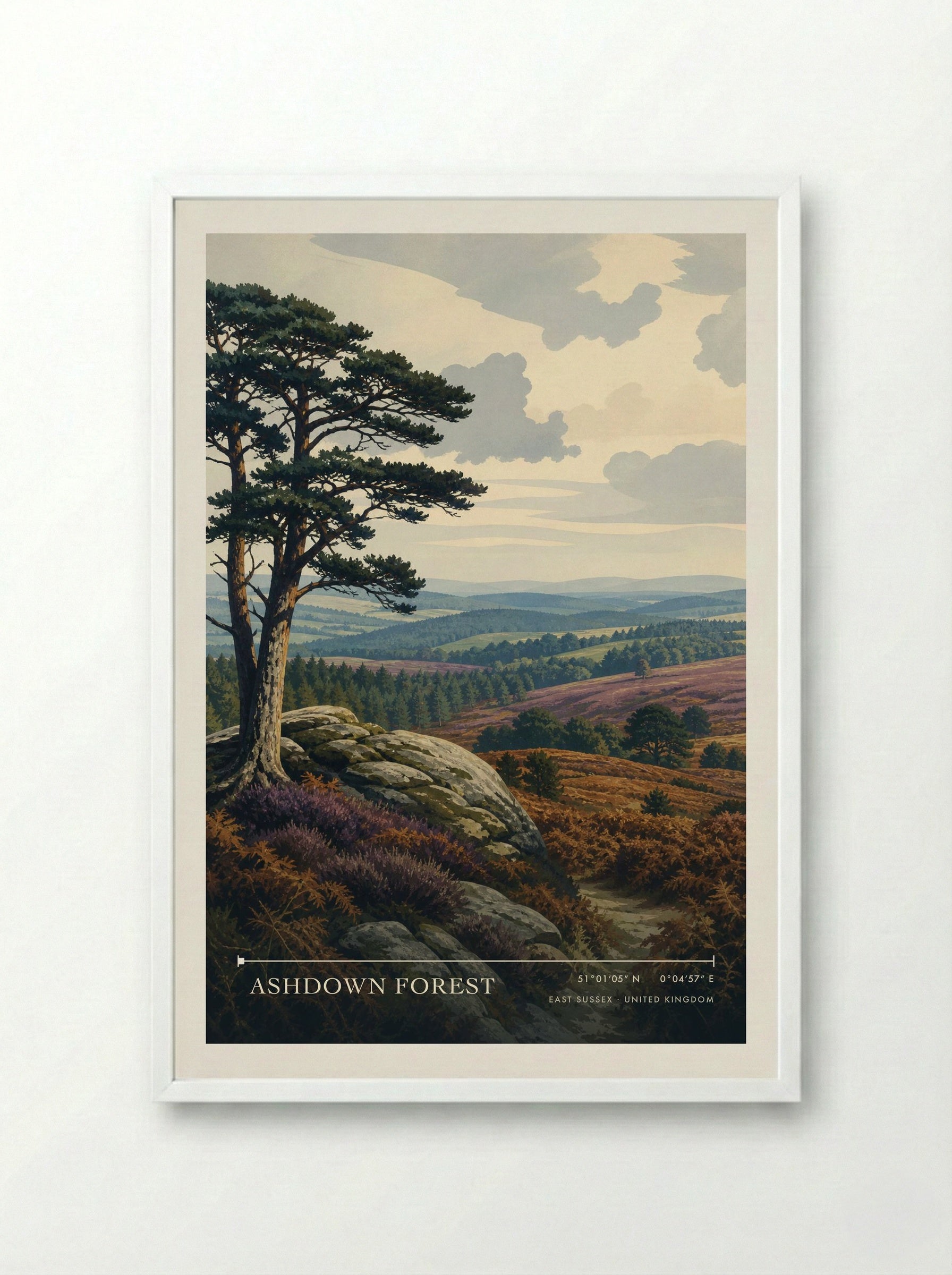 Ashdown Forest East Sussex United Kingdom Travel Poster - Framed Print White