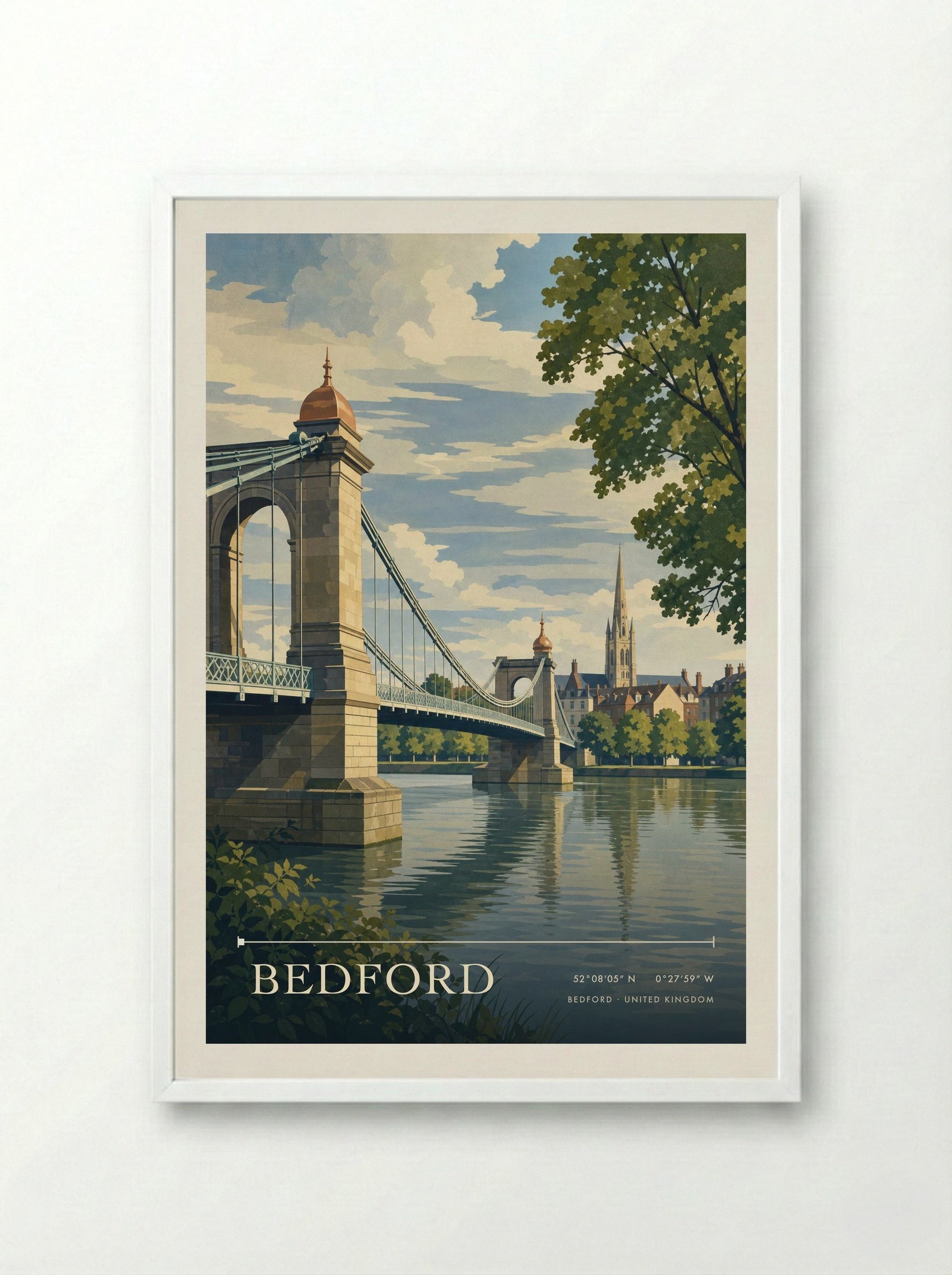 Bedford United Kingdom Travel Poster - Framed Print White