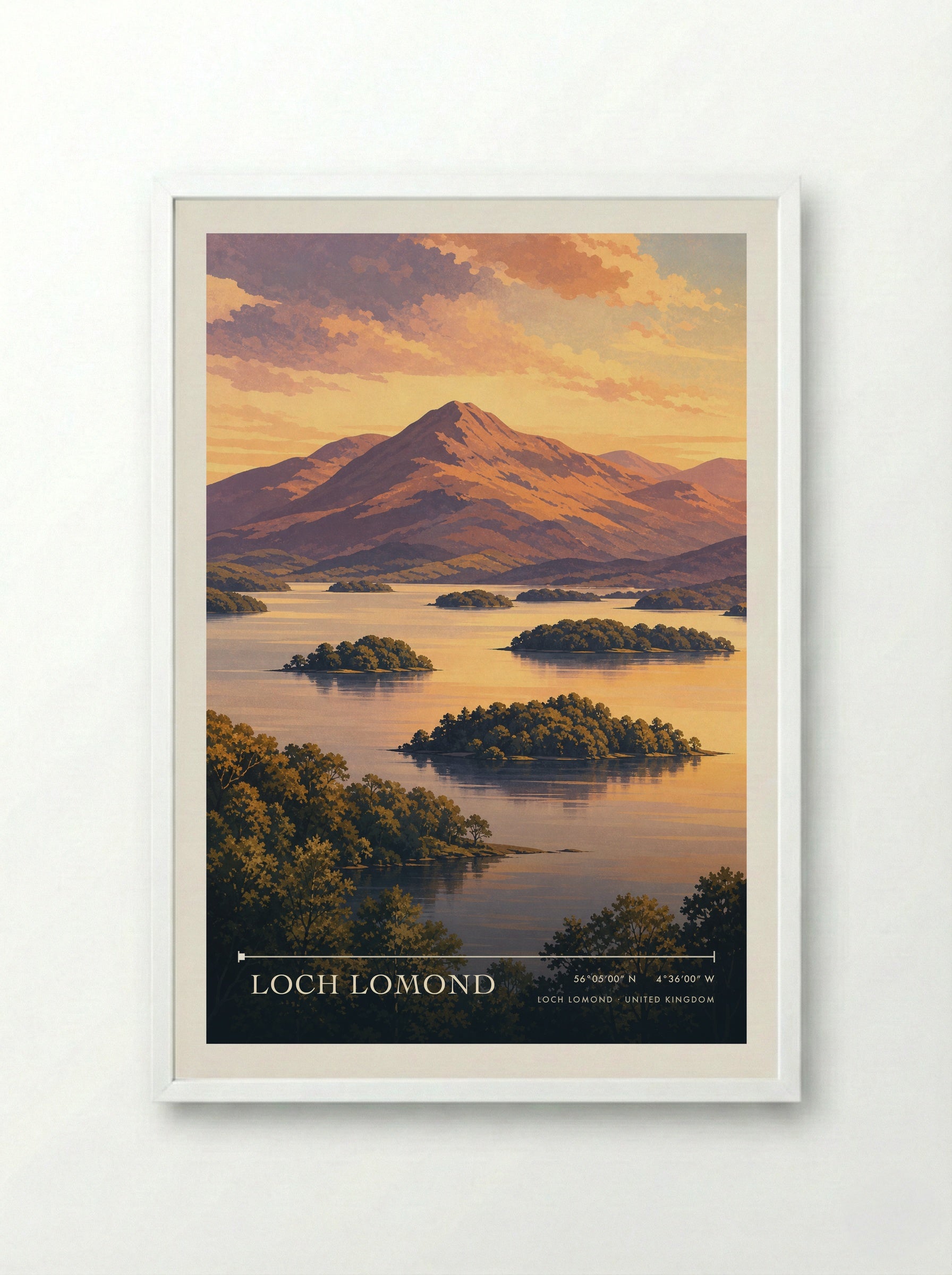 Loch Lomond United Kingdom Travel Poster - Framed Print White