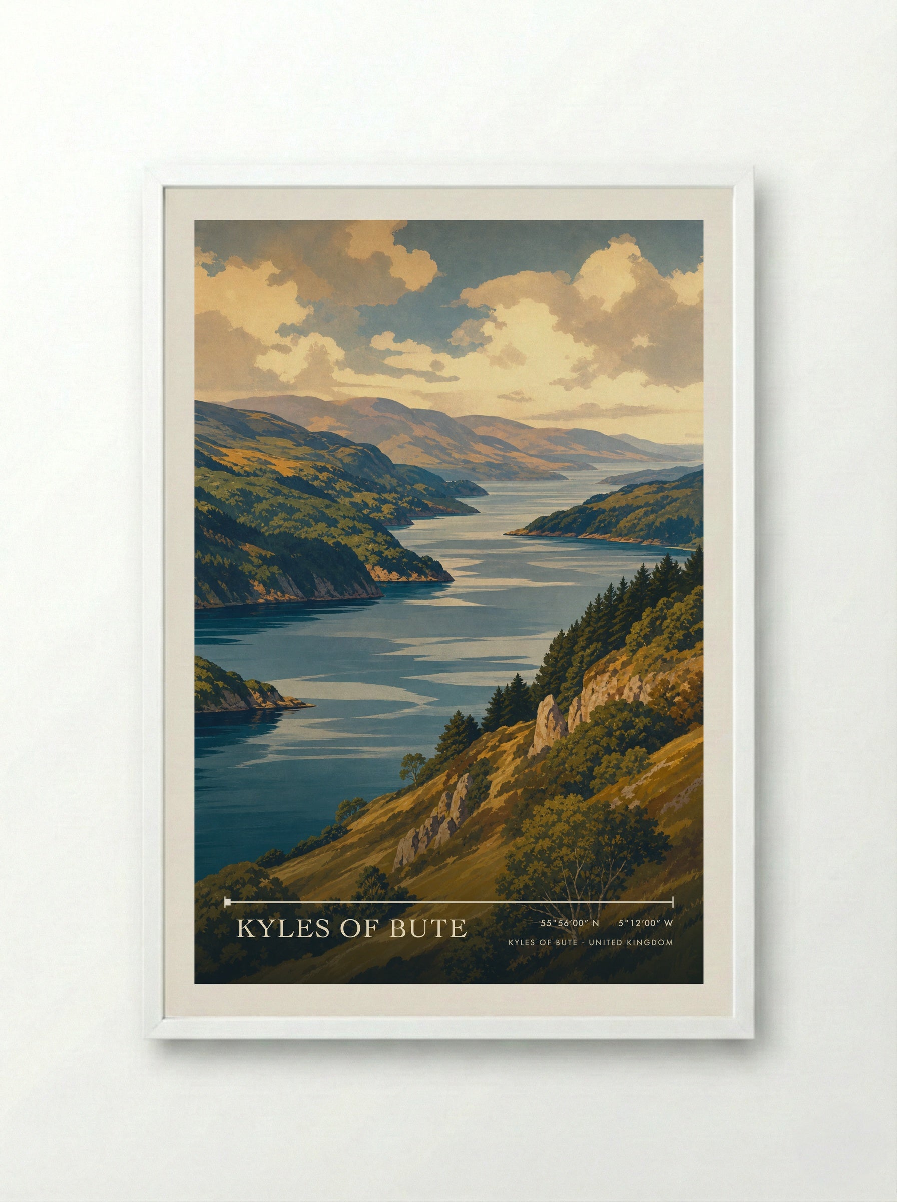 Kyles of Bute United Kingdom Travel Poster - Framed Print White