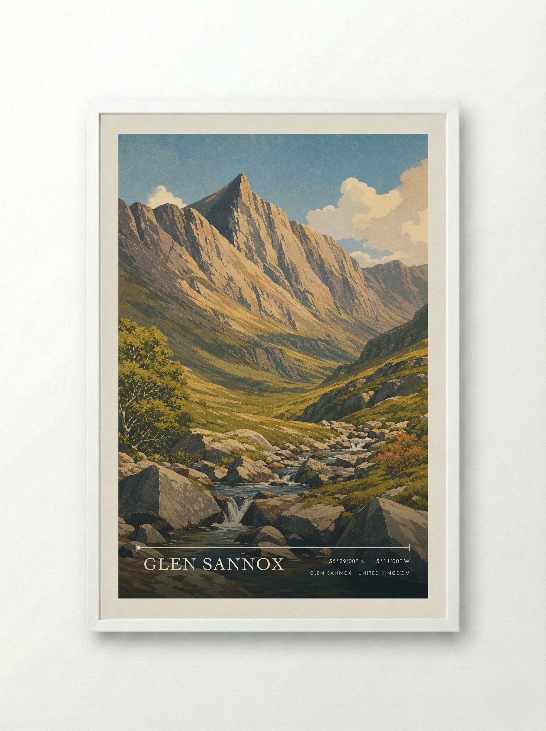 Glen Sannox United Kingdom Travel Poster - Framed Print White