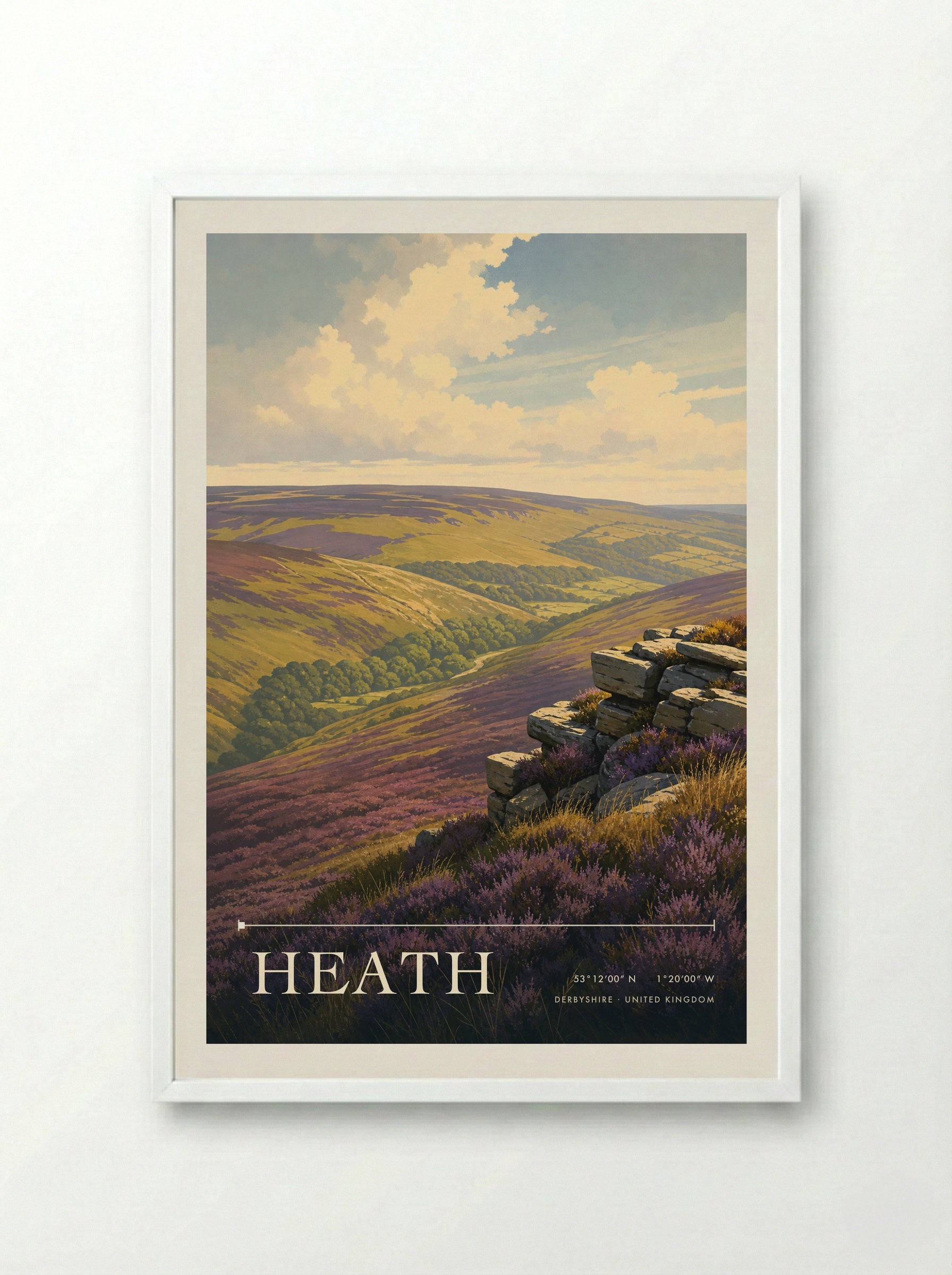 Heath Derbyshire United Kingdom Travel Poster - Framed Print White