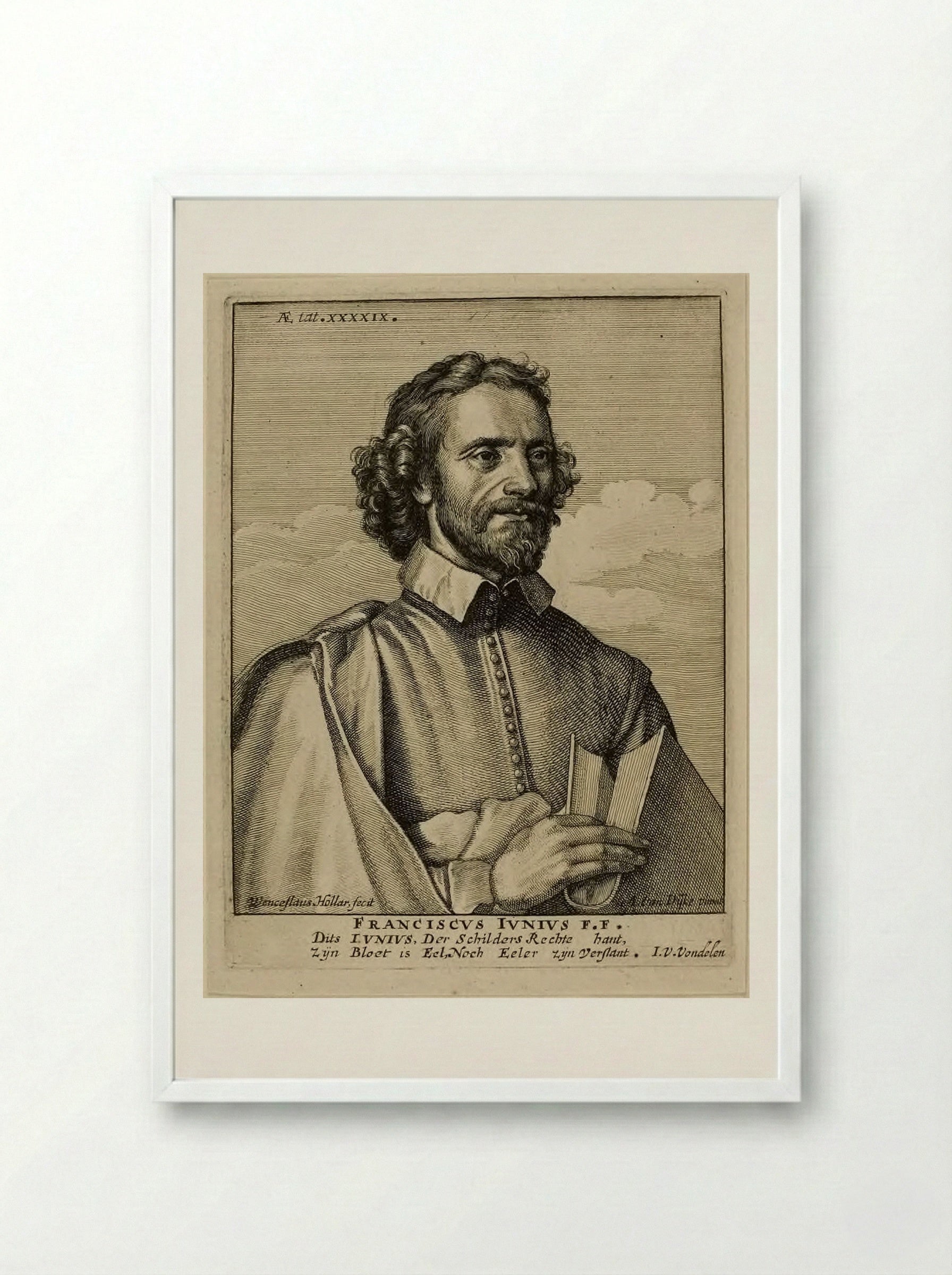 Franciscus Junius the Younger - Wenceslaus Hollar - Framed Print White