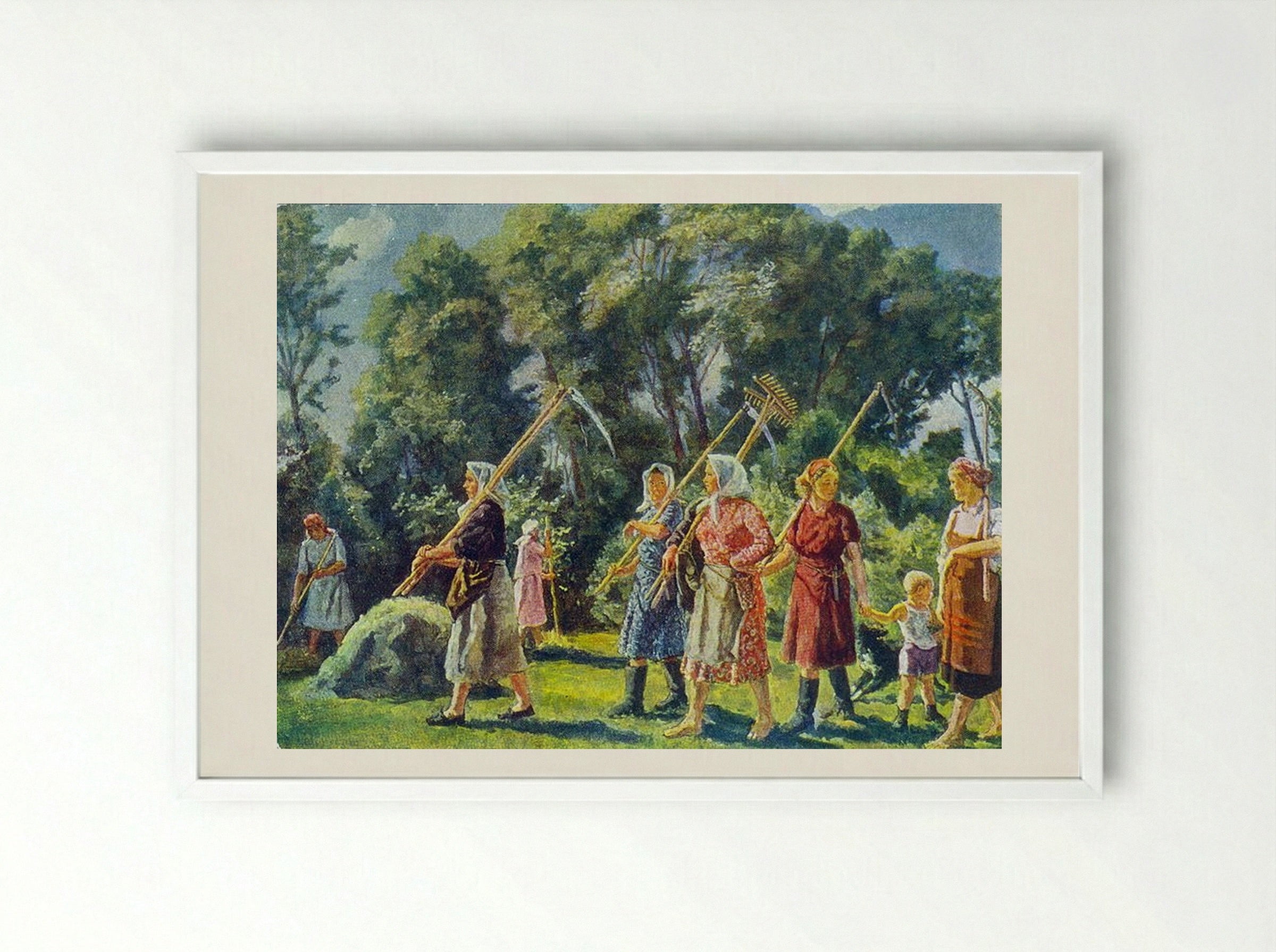 From Mowing - Pyotr Konchalovsky - Framed Print White