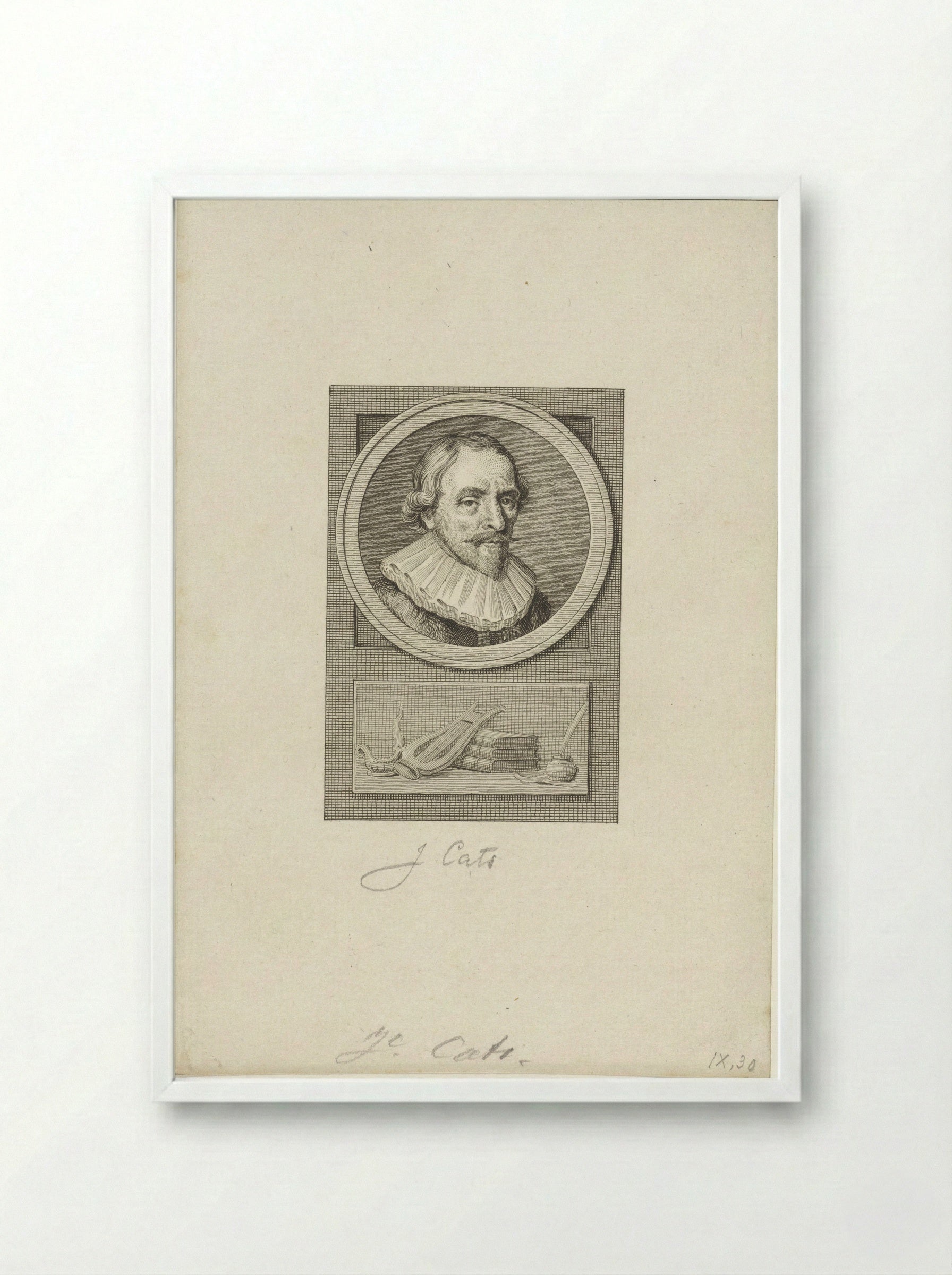 Portret van Jacob Cats - Reinier Vinkeles - Framed Print White