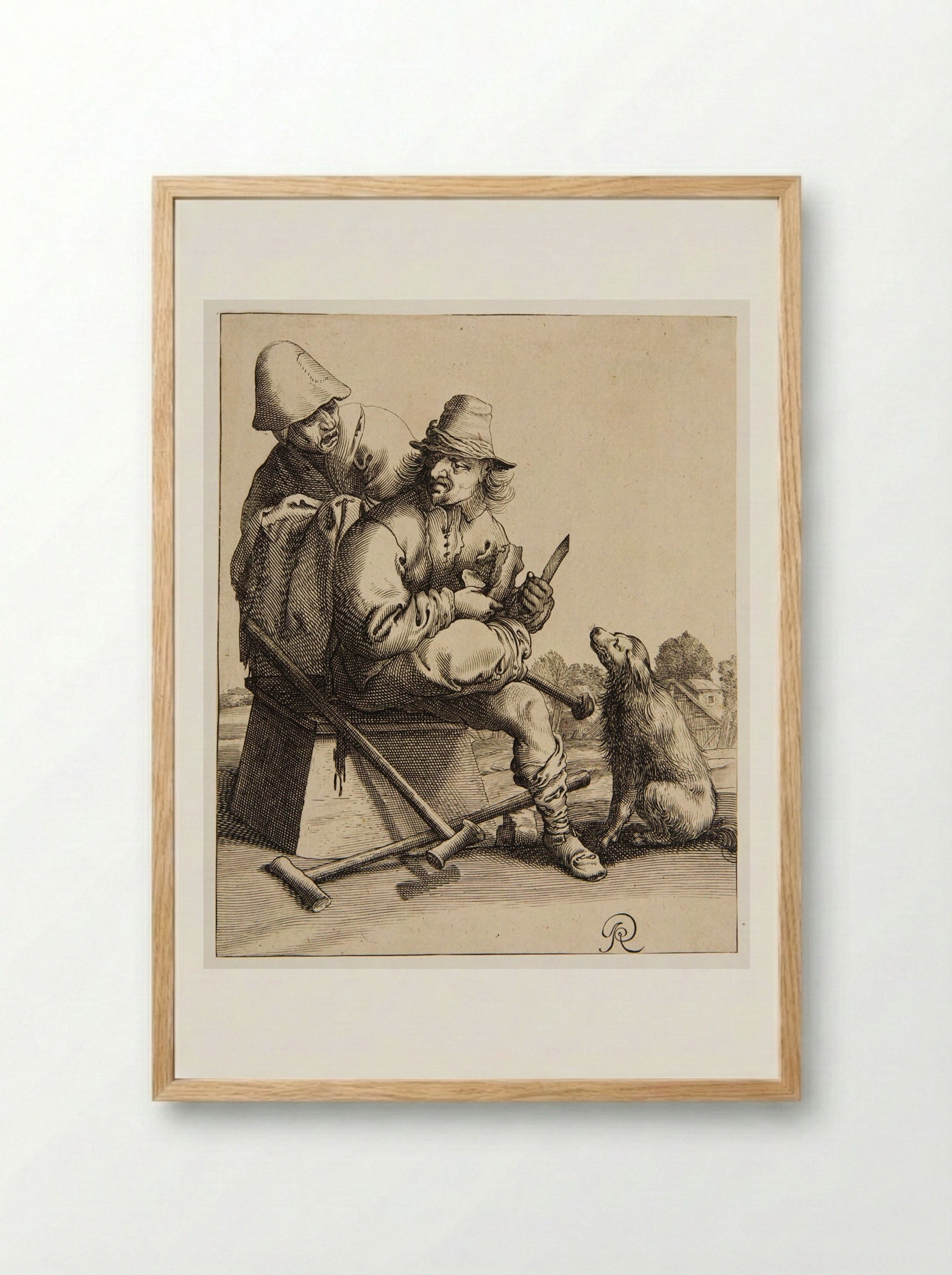 Man, Woman, and Dog - Pieter Jansz. Quast - Framed Print Wood