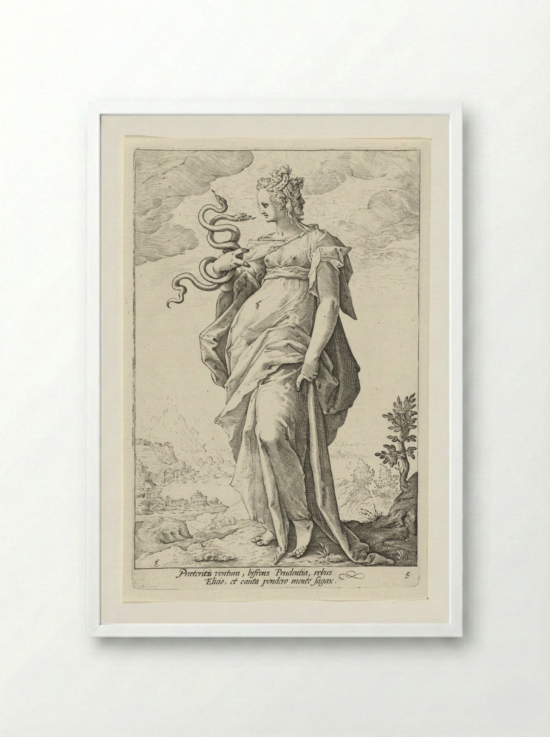 Voorzichtigheid (Prudentia) - Claes Jansz. Visscher (II) - Framed Print White