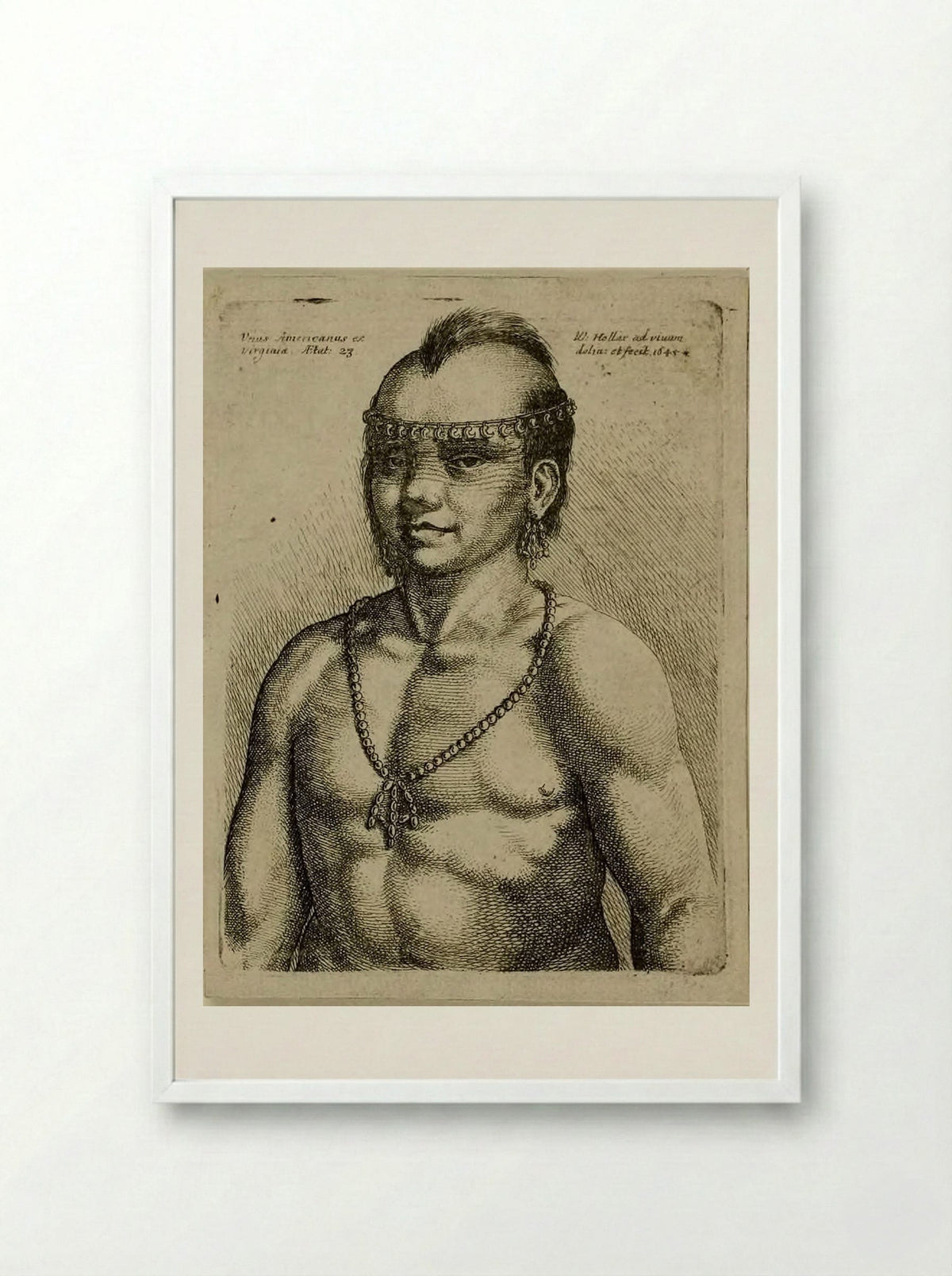Unus Americanus ex Virginia - Wenceslaus Hollar - Framed Print White