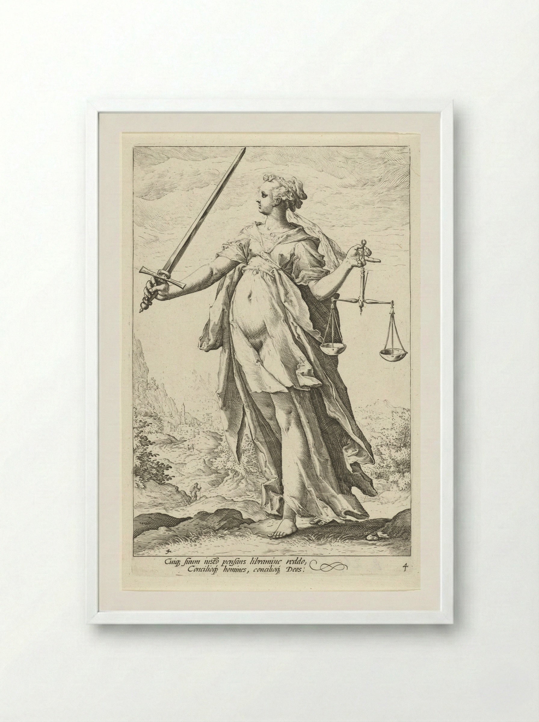 Rechtvaardigheid (Justitia) - Claes Jansz. Visscher (II) - Framed Print White
