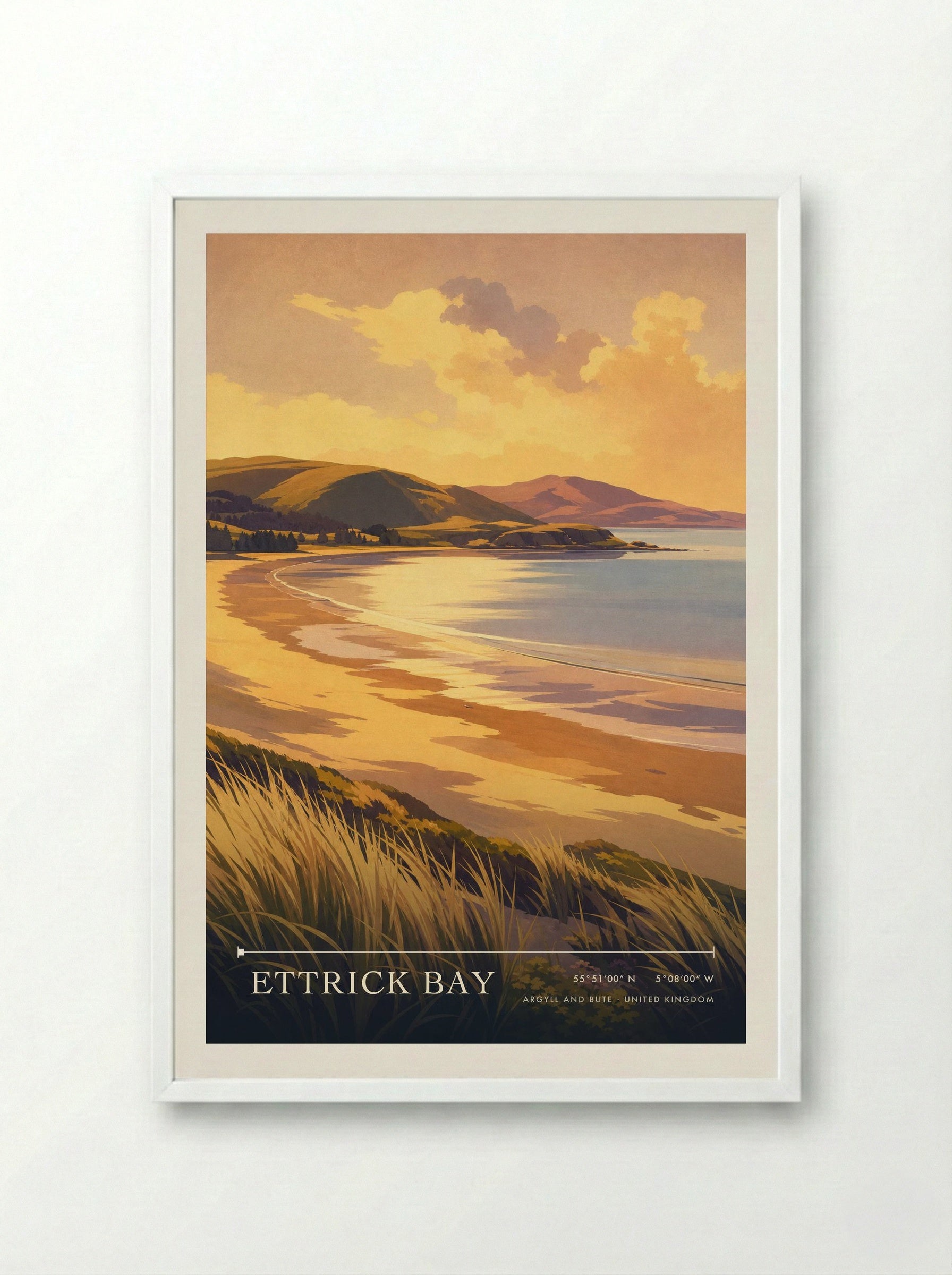 Ettrick Bay Argyll and Bute United Kingdom Travel Poster - Framed Print White