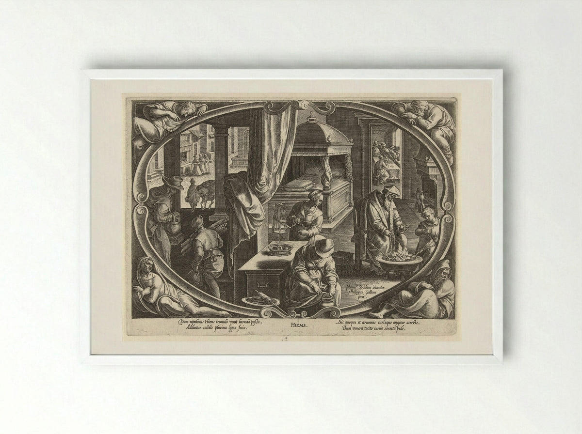 Winter (Hiems) - Philips Galle - Framed Print White