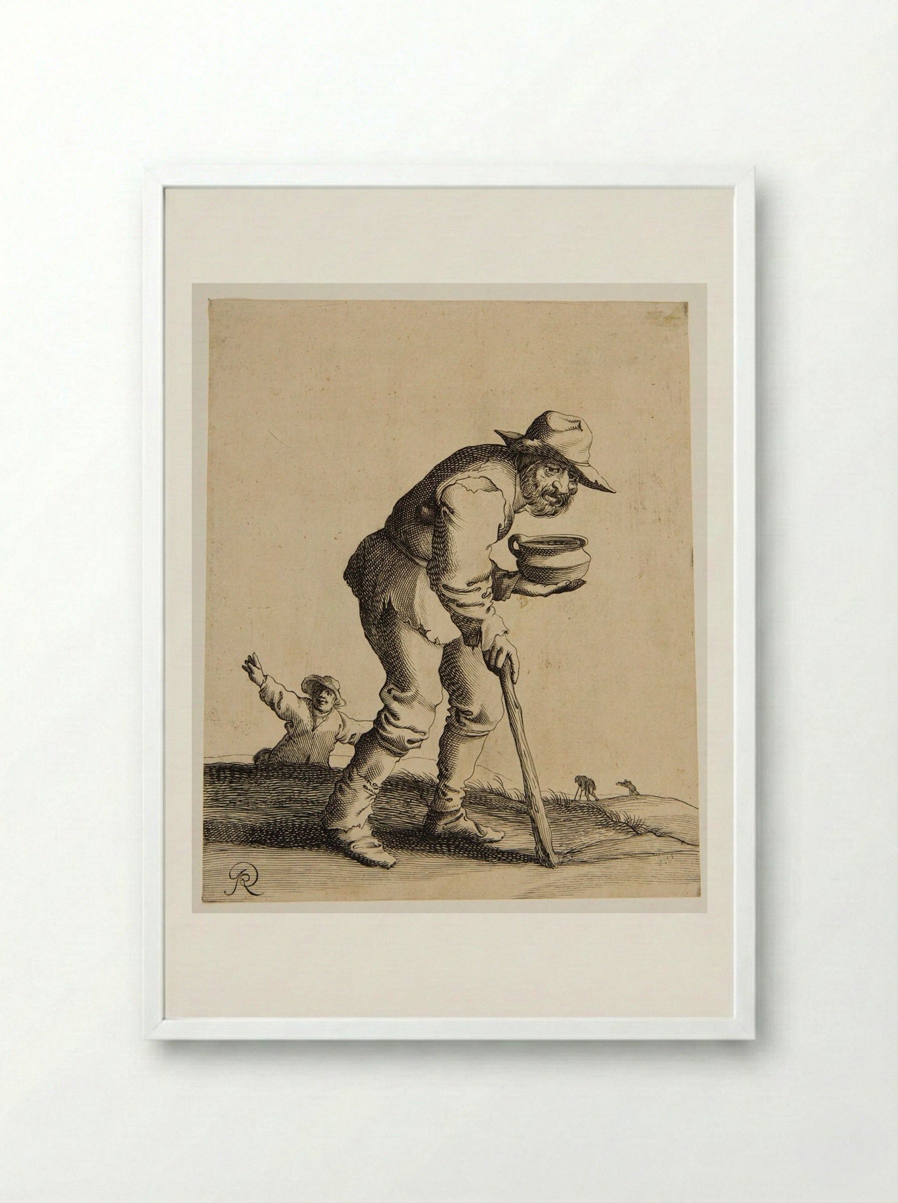 Old Man Walking with a Stick - Pieter Jansz. Quast - Framed Print White