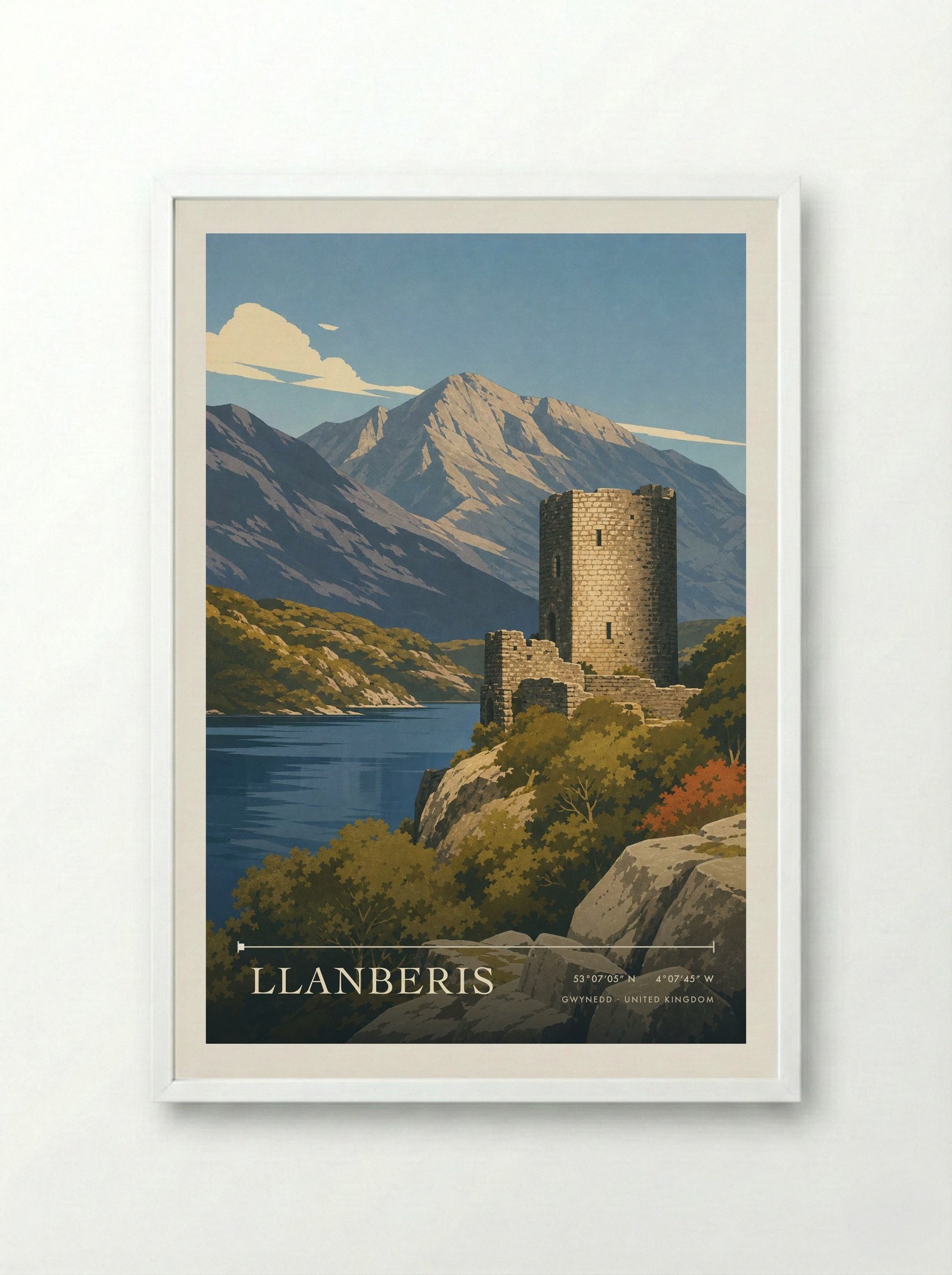 Llanberis Gwynedd United Kingdom Travel Poster - Framed Print White