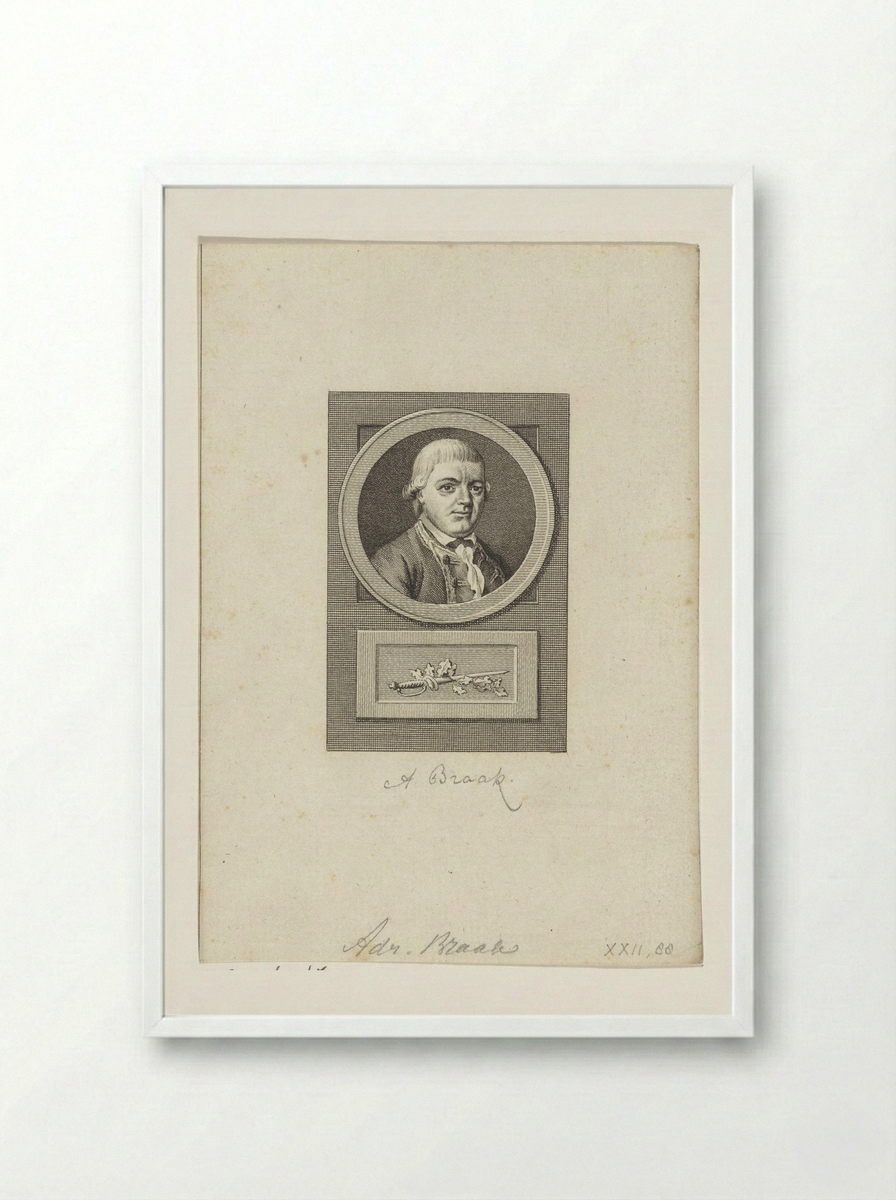 Portret van Adriaan Braak - Reinier Vinkeles - Framed Print White
