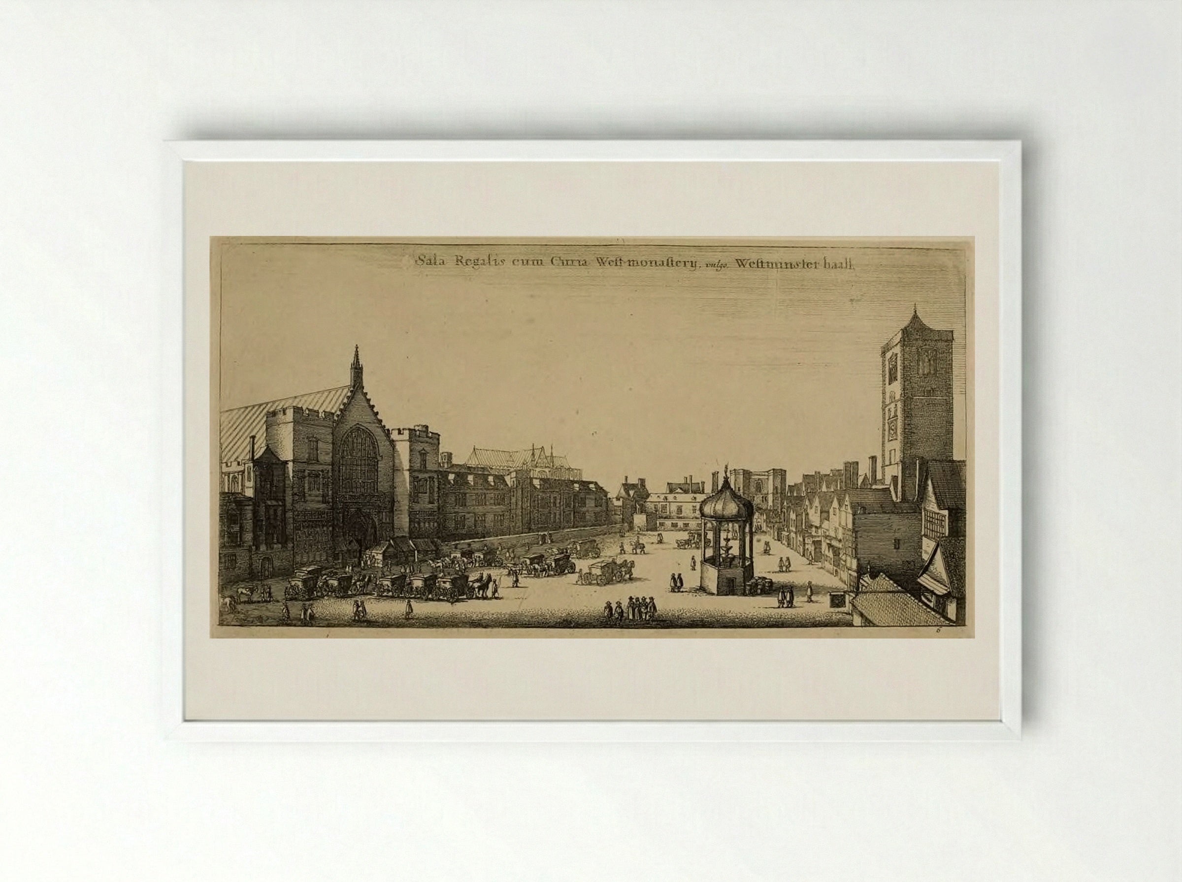 Westminster Hall - Wenceslaus Hollar - Framed Print White