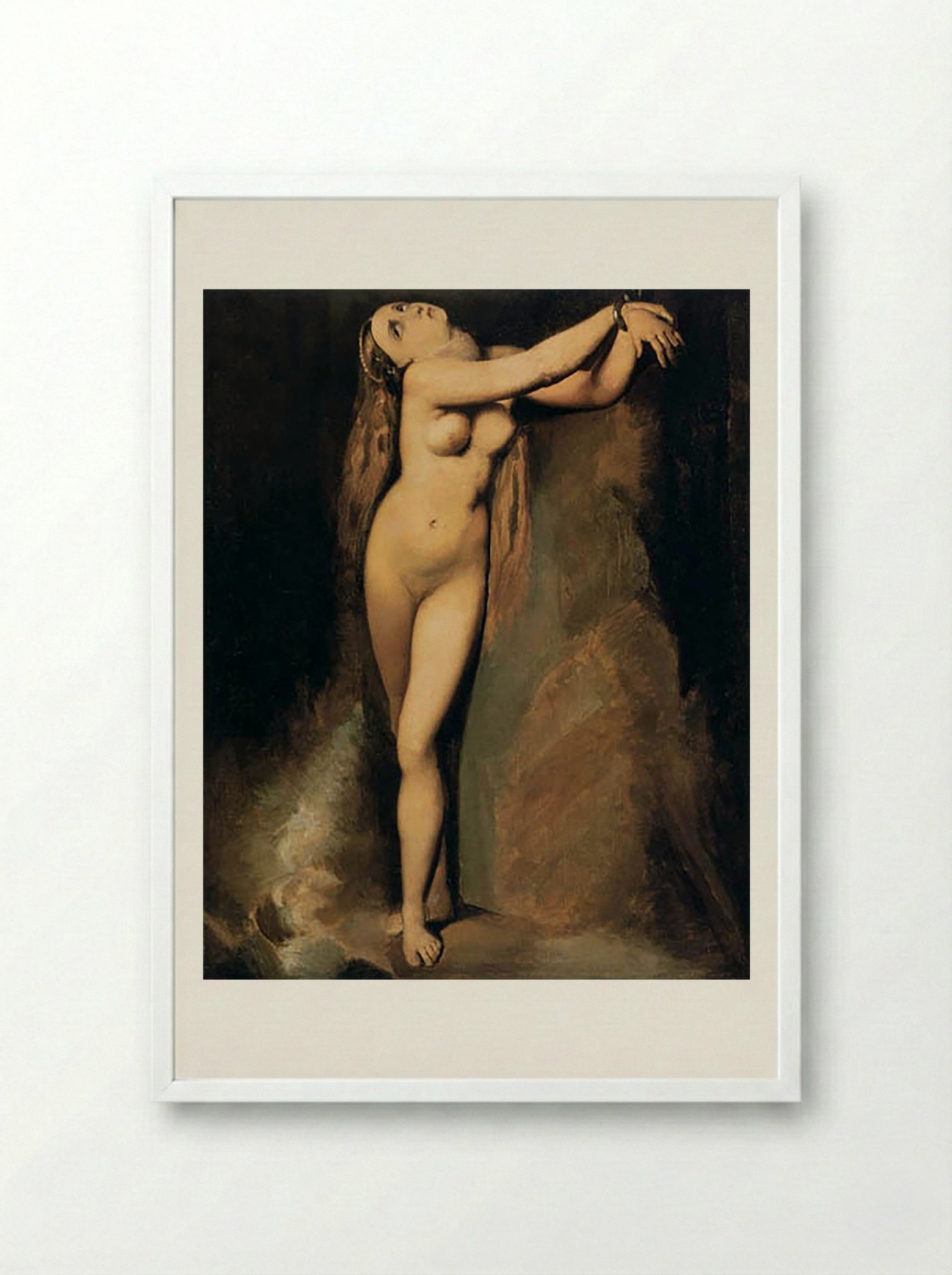 Angelica Saved by Ruggiero - Jean-Auguste-Dominique Ingres - Framed Print White