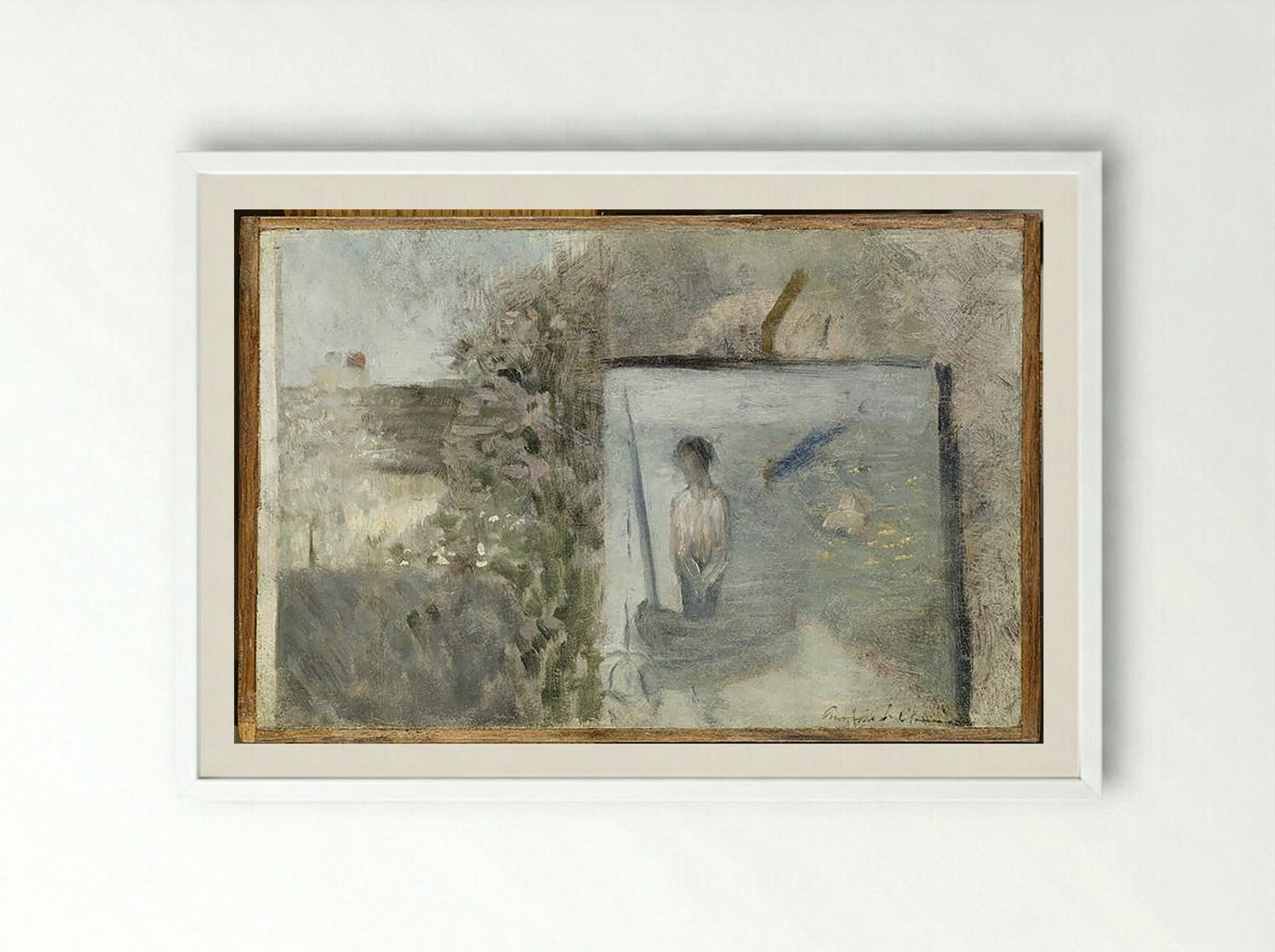 Landscape with Bathers - Pierre Puvis de Chavannes - Framed Print White