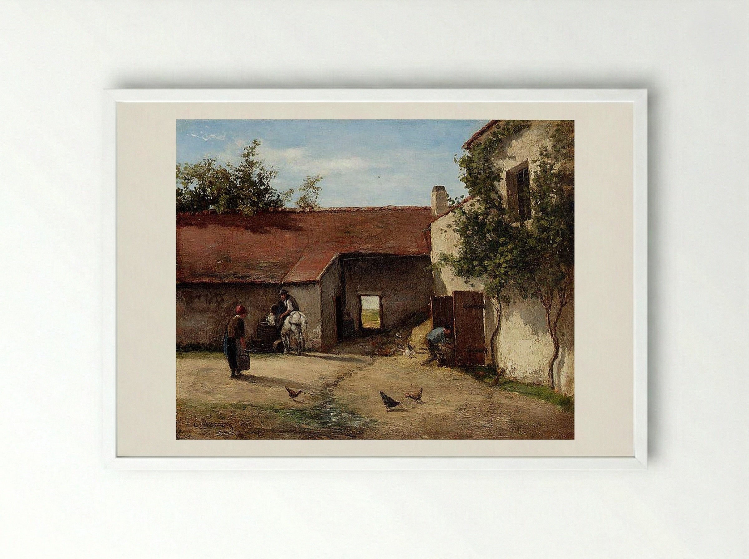 Farmyard - Constant Troyon - Framed Print White