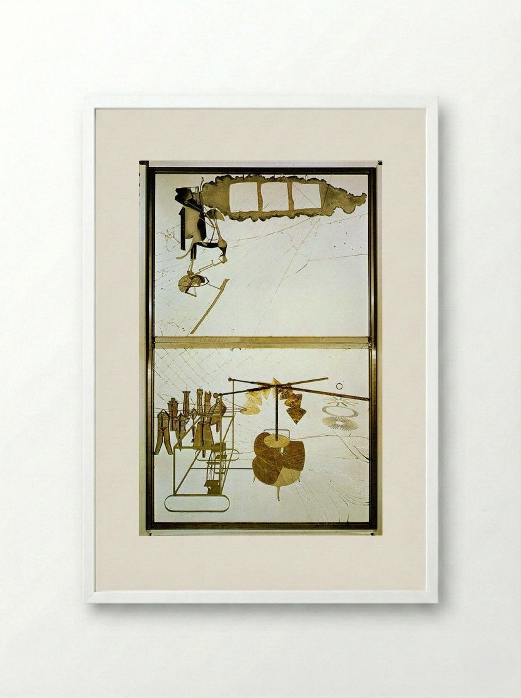 The Bride Stripped Bare by Her Bachelors, Even (The Large Glass) - Marcel Duchamp - Framed Print White