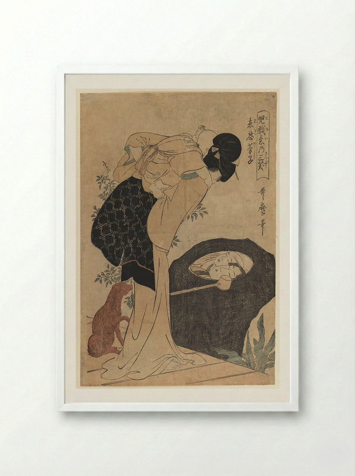Woman and Child at a Water Basin - Utagawa Toyokuni I - Framed Print White