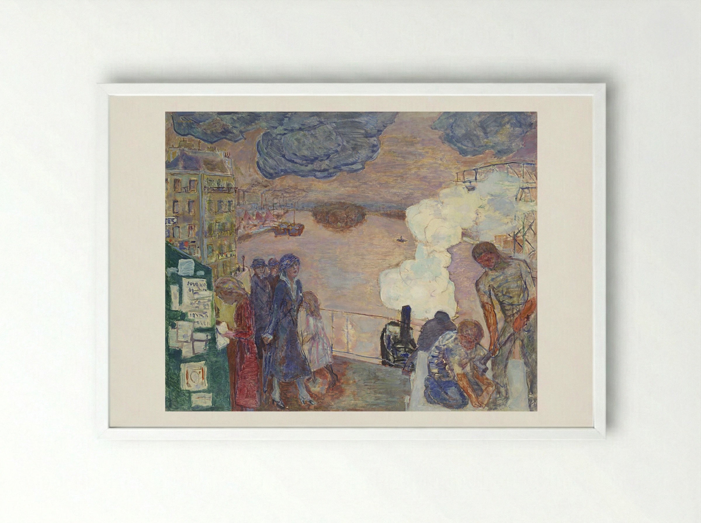 Workers on the Banks of the Seine - Maximilian Kurzweil - Framed Print White