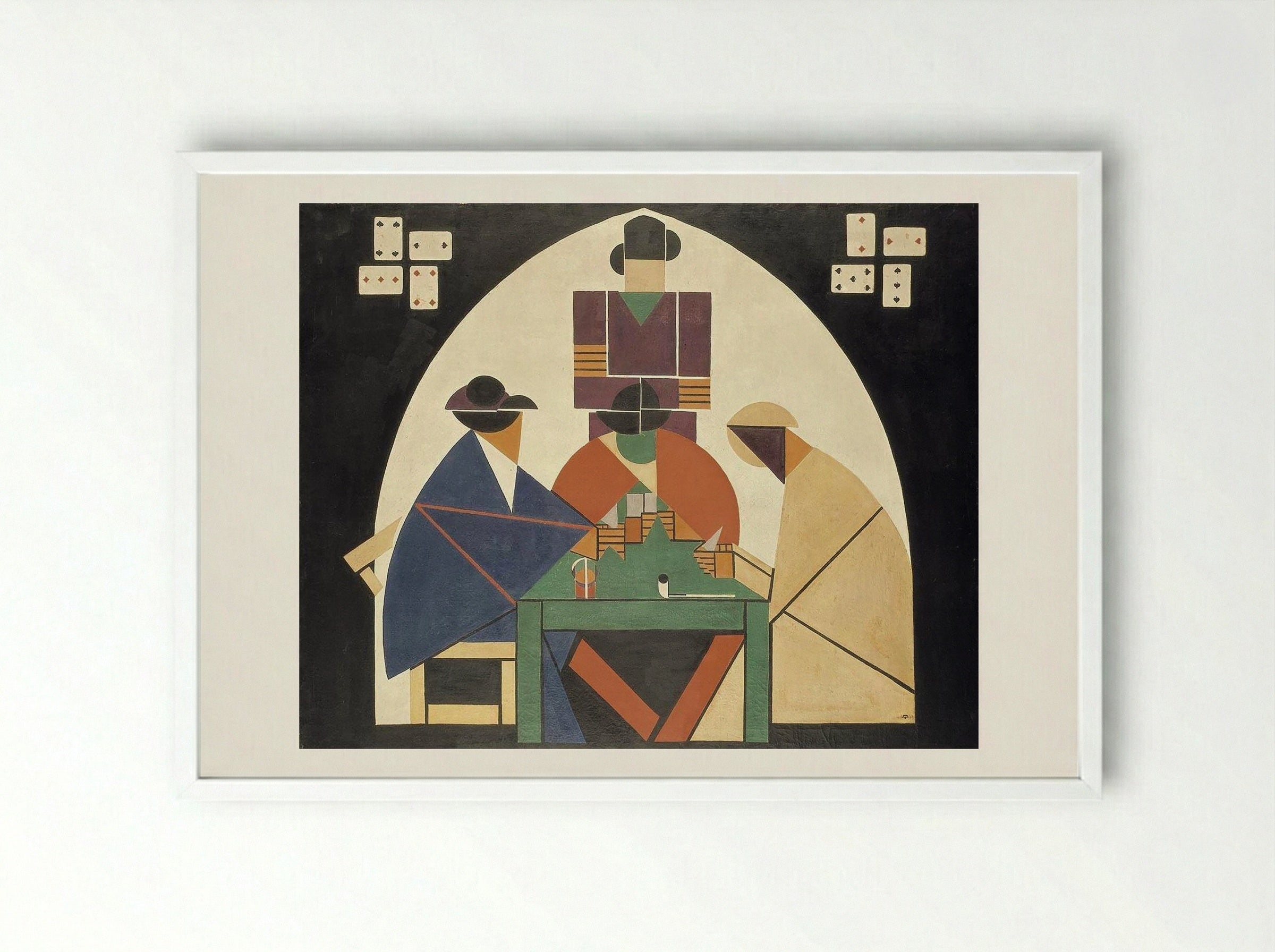 The Card Players - Carlo Carrà - Framed Print White