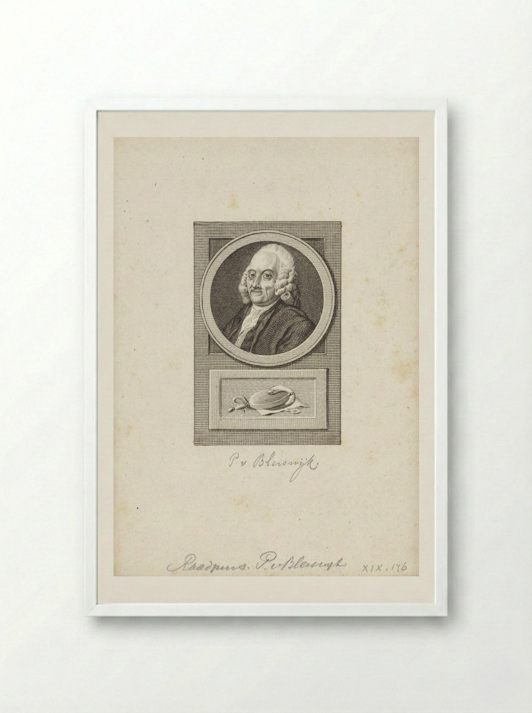 Portret van Pieter van Bleiswijk - Reinier Vinkeles - Framed Print White