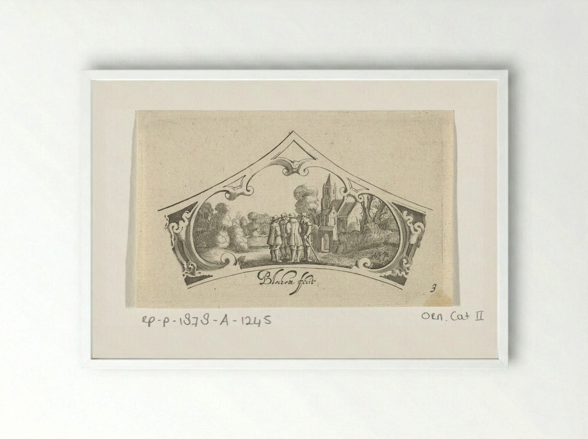 Vier converserende mannen - Claes Jansz. Visscher (II) - Framed Print White