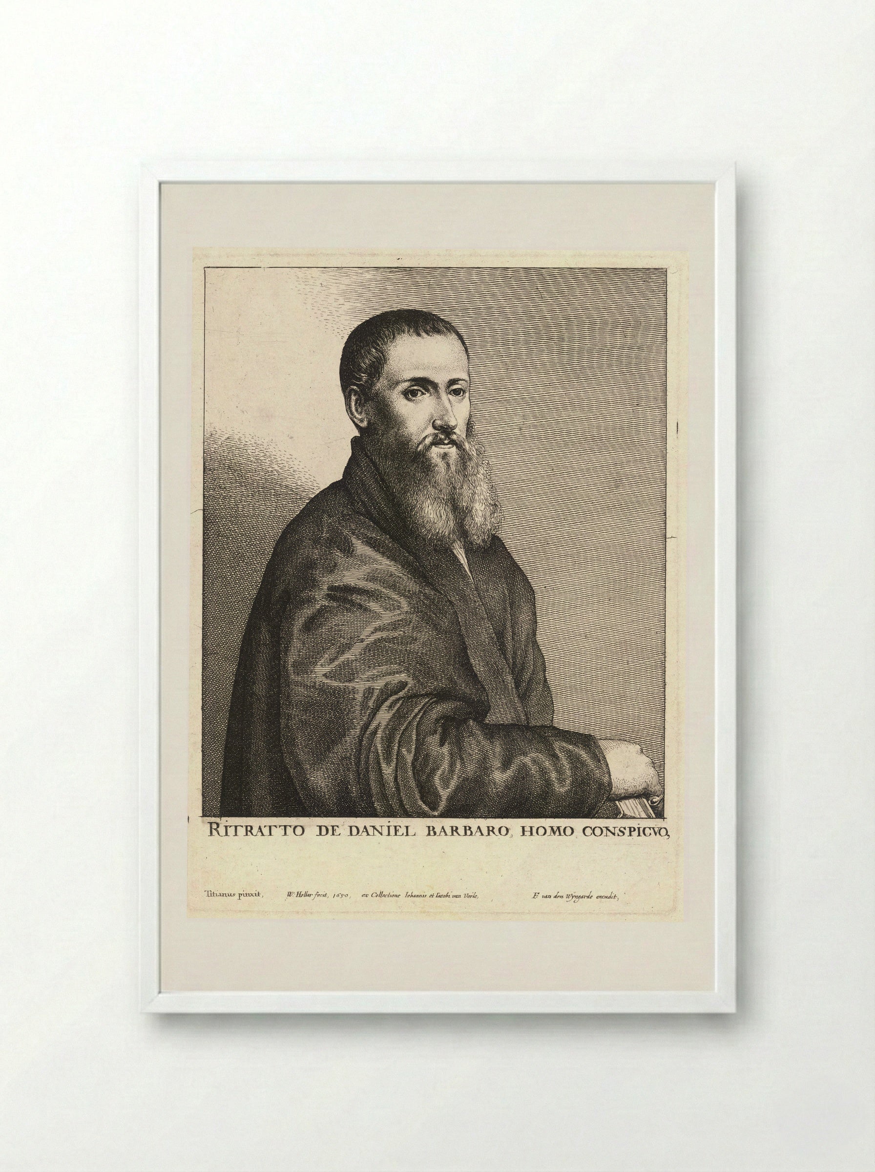 Portrait of Daniele Barbaro - Wenceslaus Hollar - Framed Print White