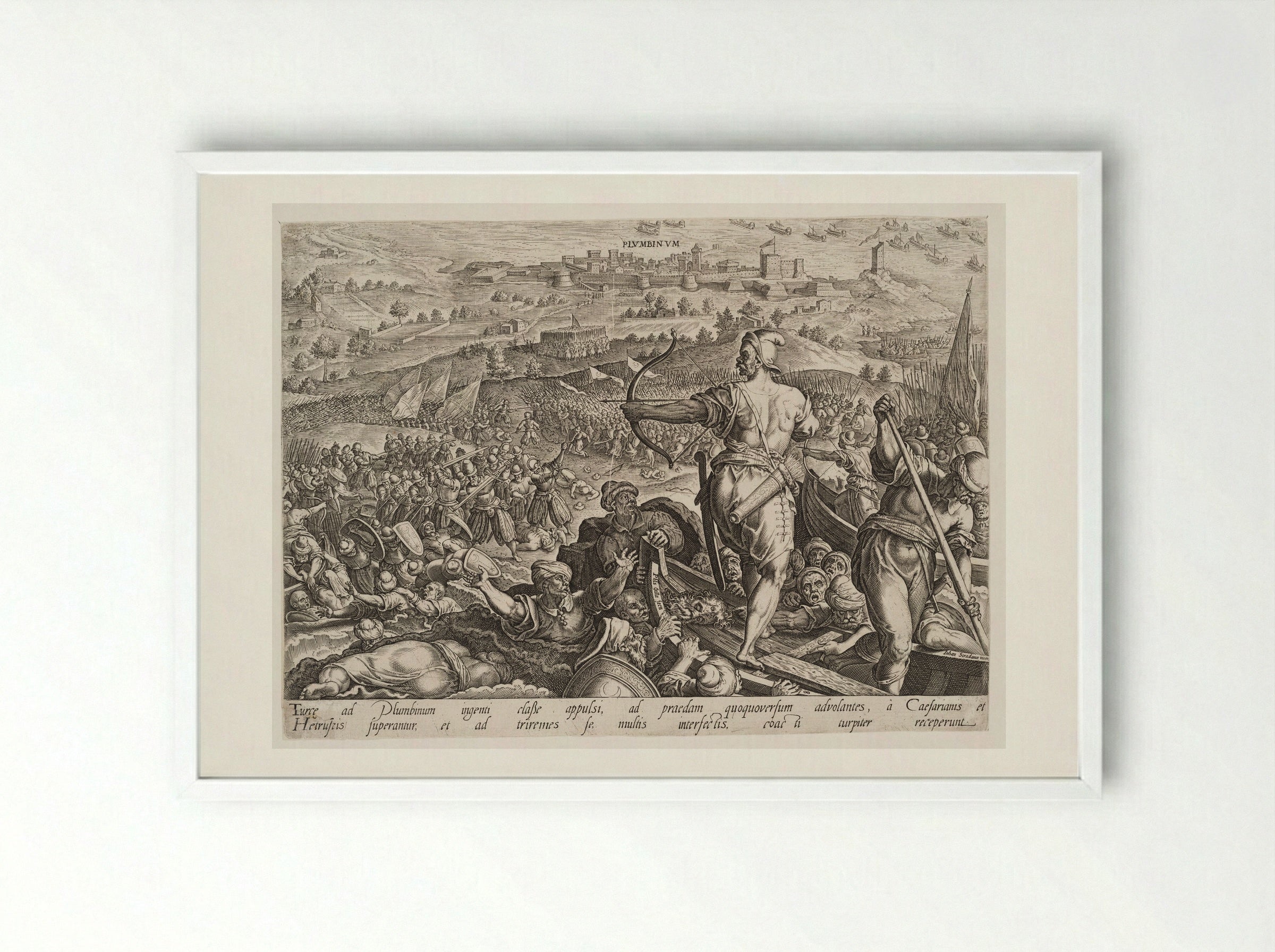 The Defeat of the Turks at Plumbinum - Philips Galle - Framed Print White