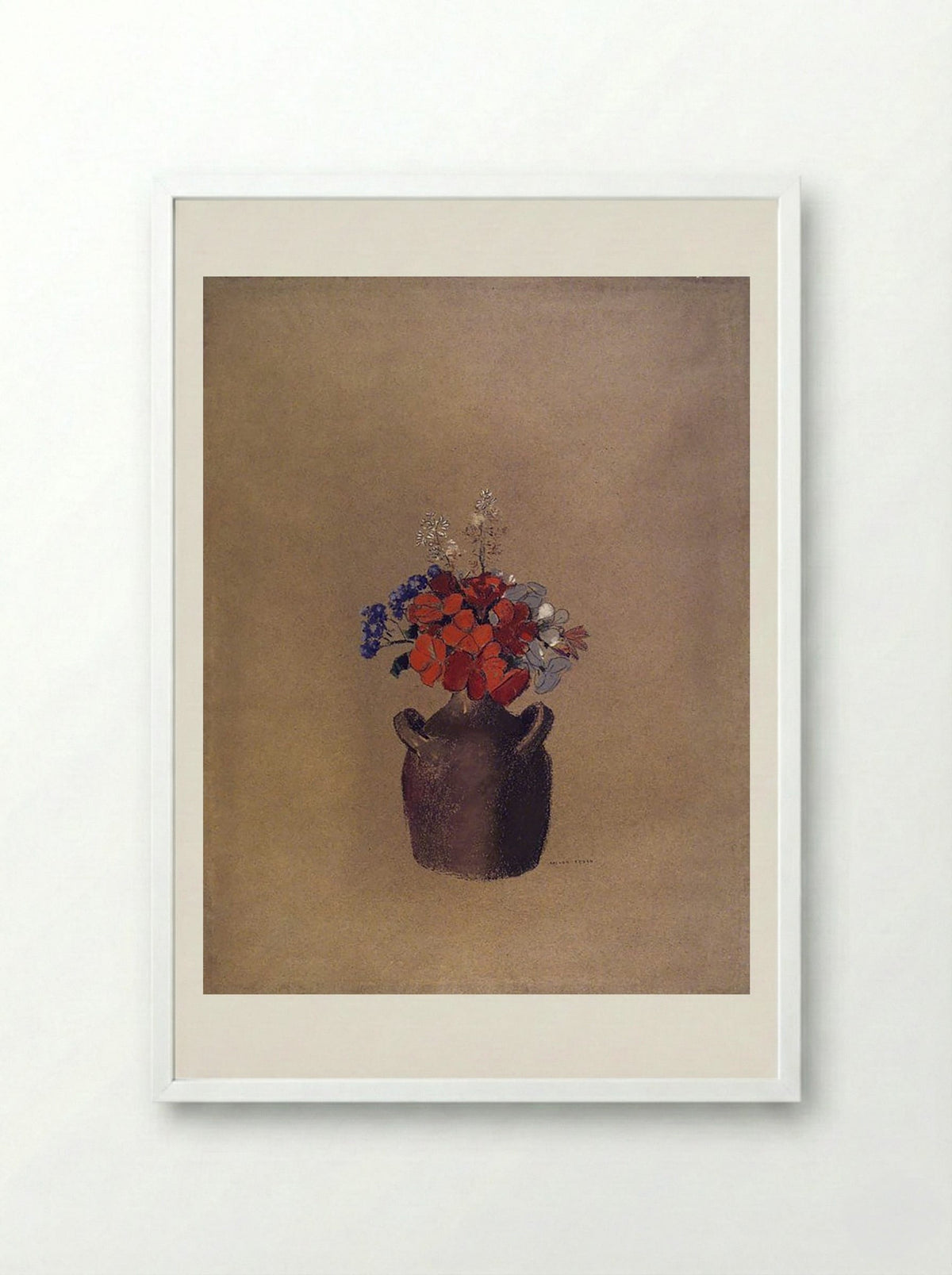 Flowers in a Vase - Odilon Redon - Framed Print White