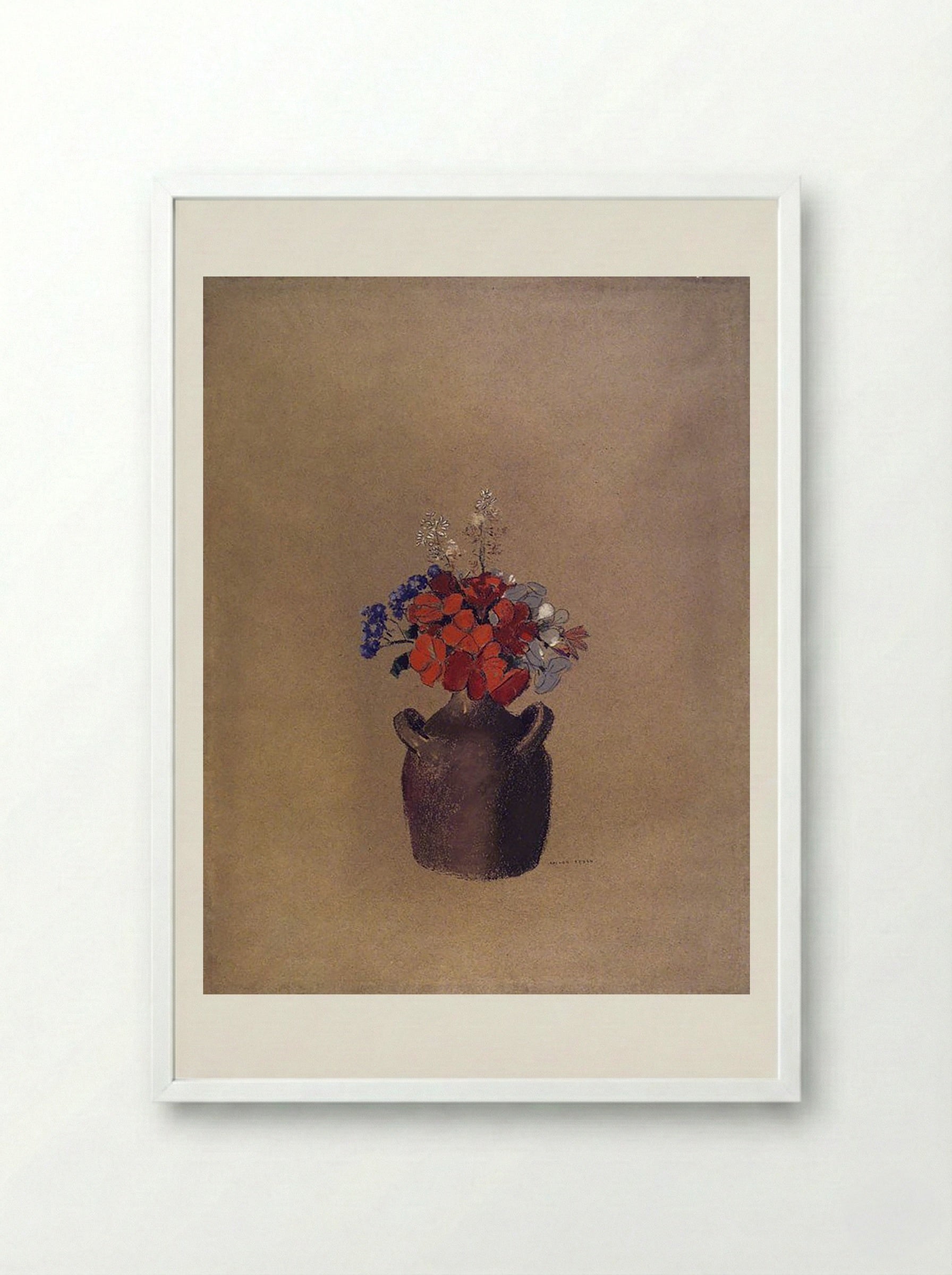 Flowers in a Vase - Odilon Redon - Framed Print White