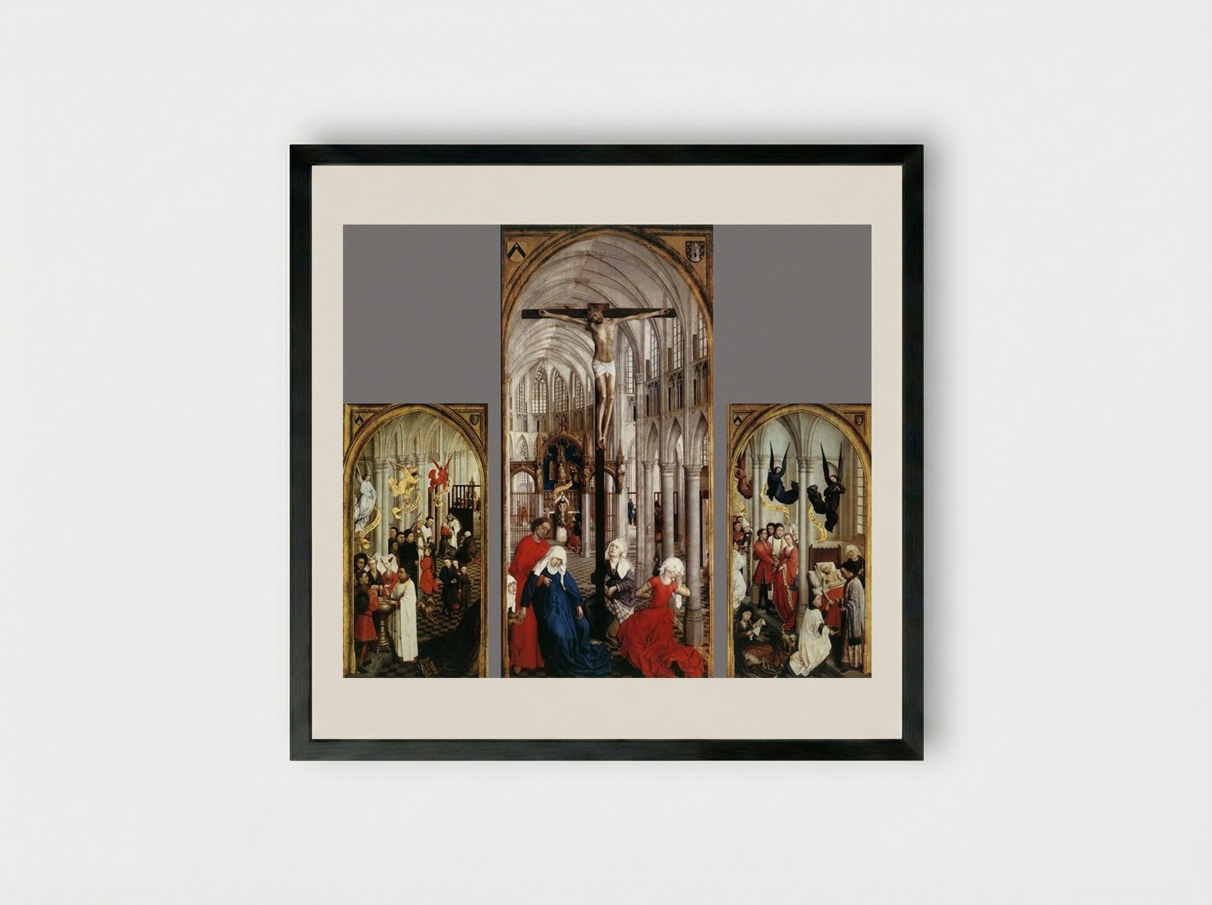 Seven Sacraments Altarpiece - Rogier van der Weyden - Framed Print Black
