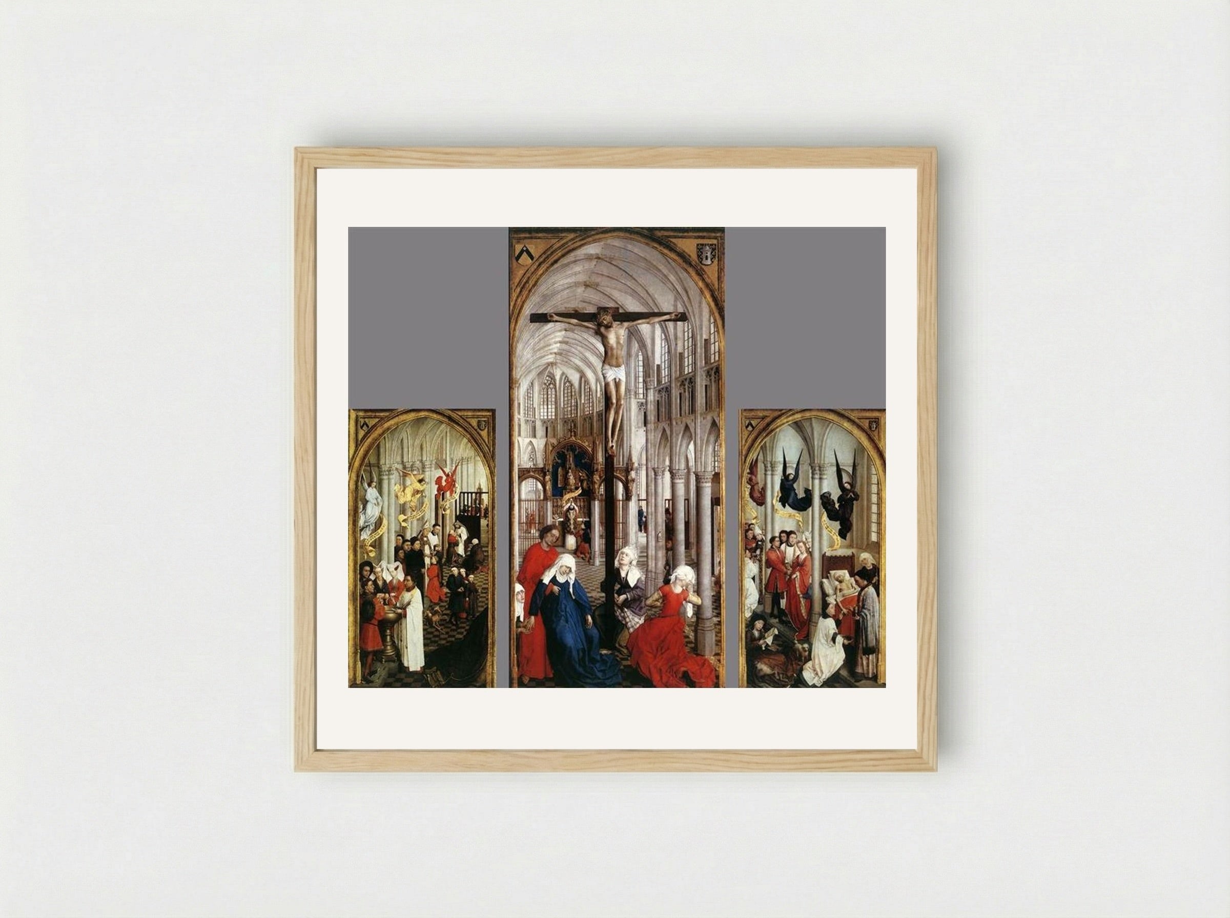 Seven Sacraments Altarpiece - Rogier van der Weyden - Framed Print Wood