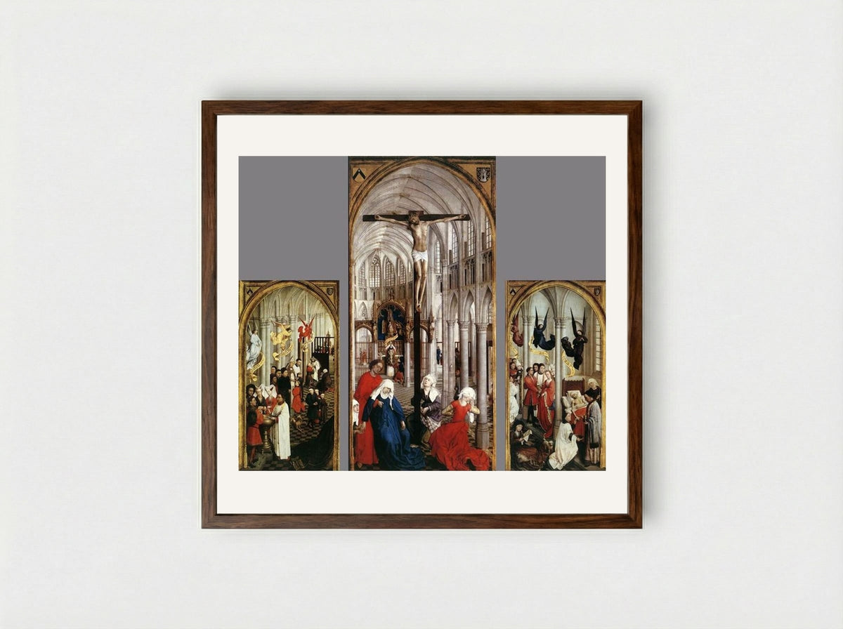 Seven Sacraments Altarpiece - Rogier van der Weyden - Framed Print Dark Wood