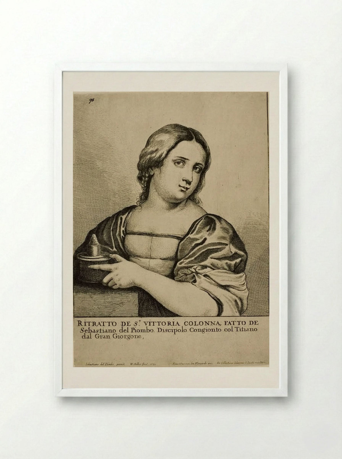Portrait of a Woman (Vittoria Colonna) - Wenceslaus Hollar - Framed Print White
