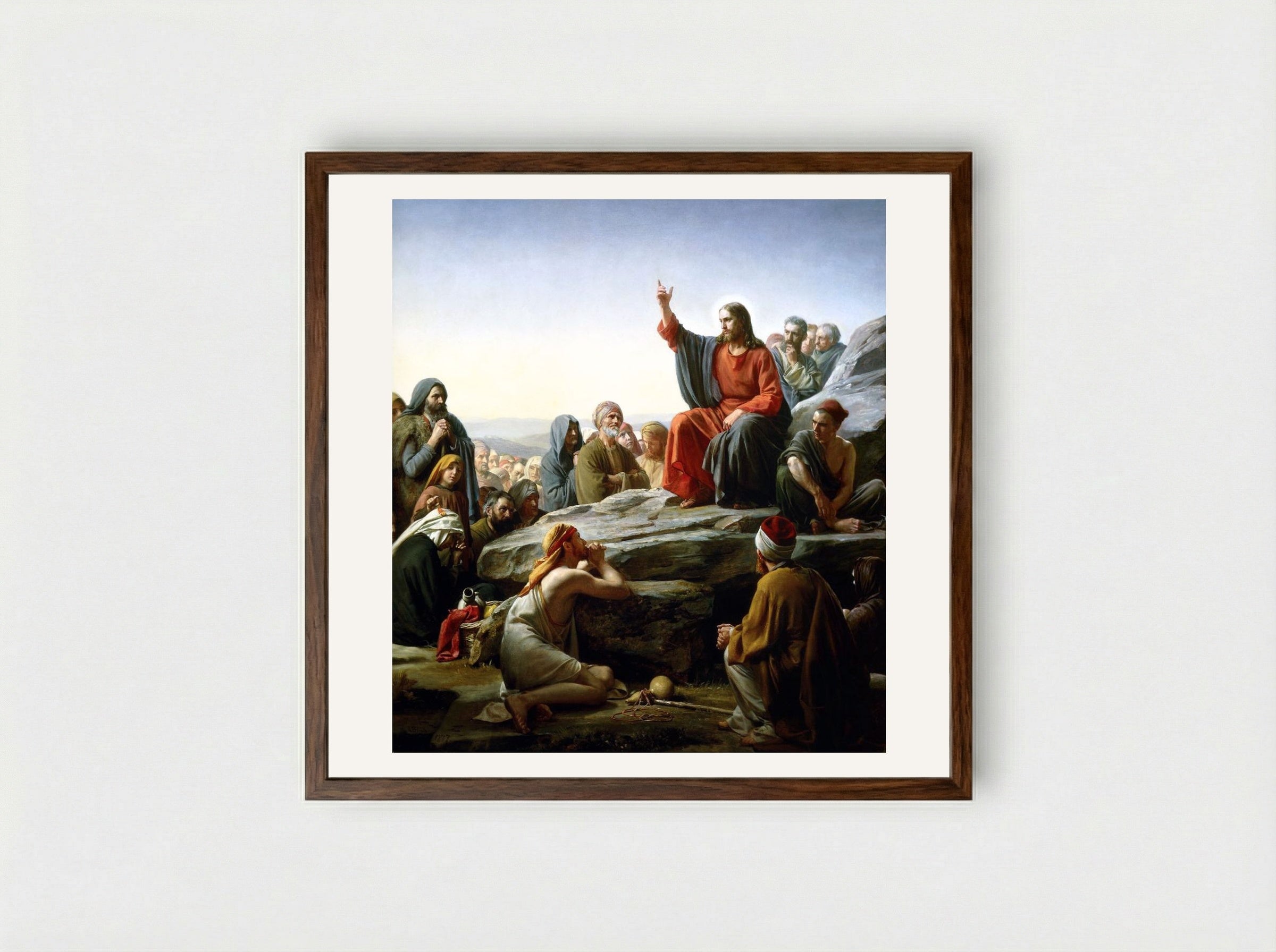 The Sermon on the Mount - Carl Bloch - Framed Print Dark Wood