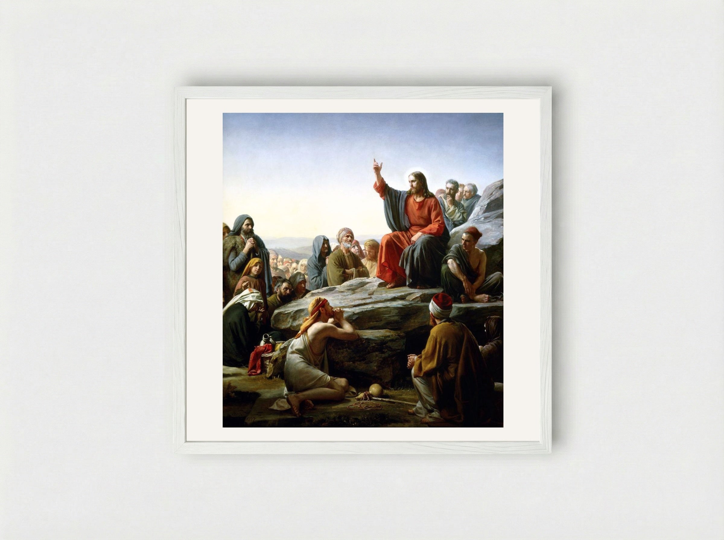 The Sermon on the Mount - Carl Bloch - Framed Print White